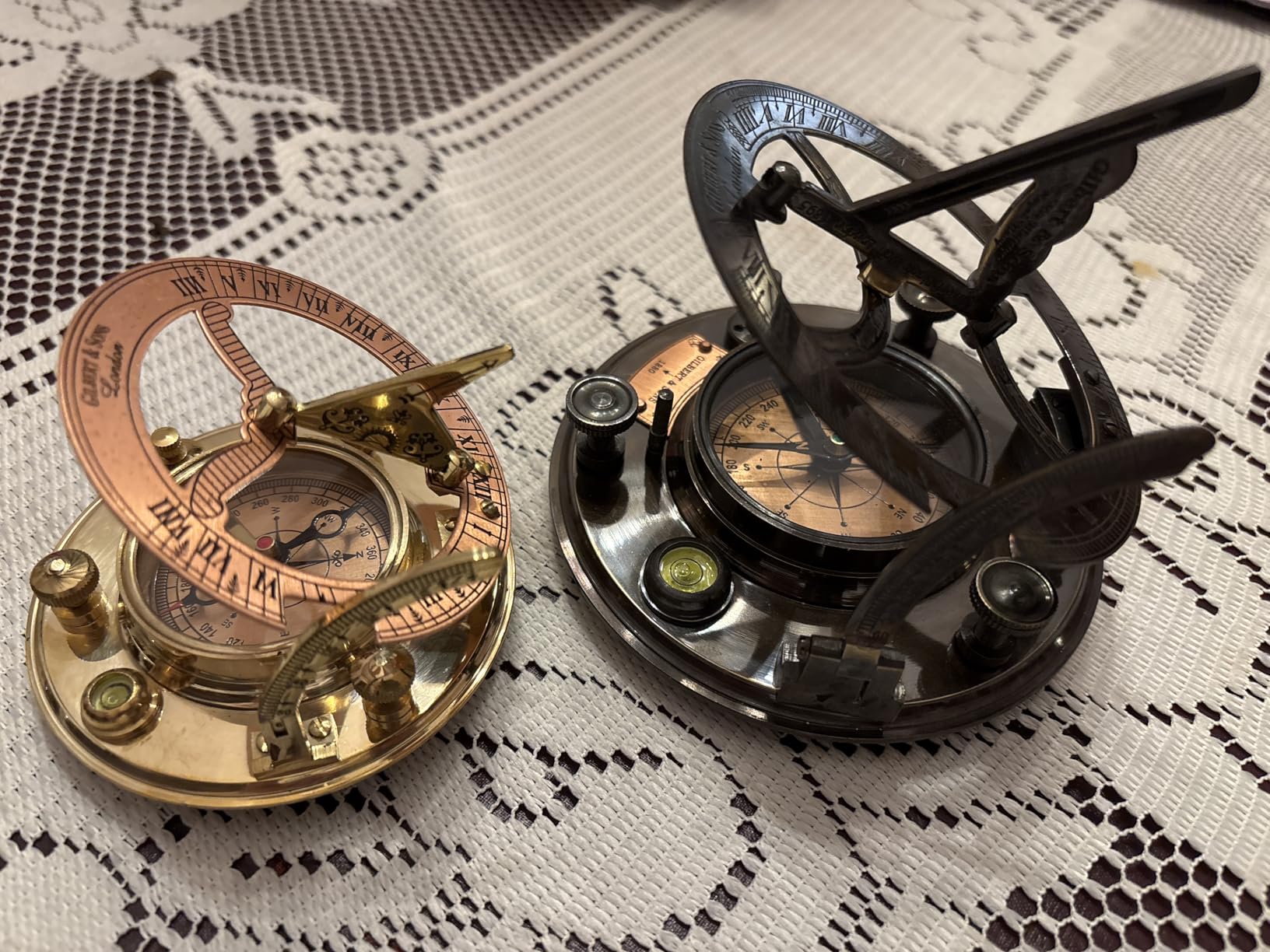 Brass Nautical - Antique Brass & Copper Sundial Compass, Sundial Clock in Box Gift Sun Clock Ship Replica Watch customer photo 1
