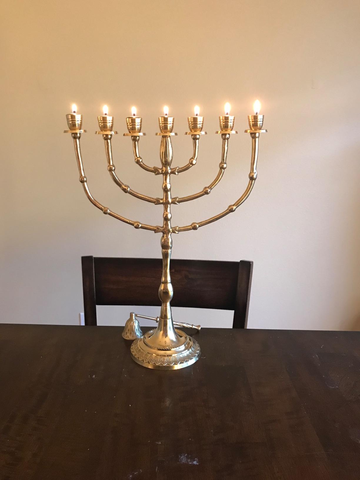 Seven Branches Brass Menorah 14 Inch Height customer photo 2