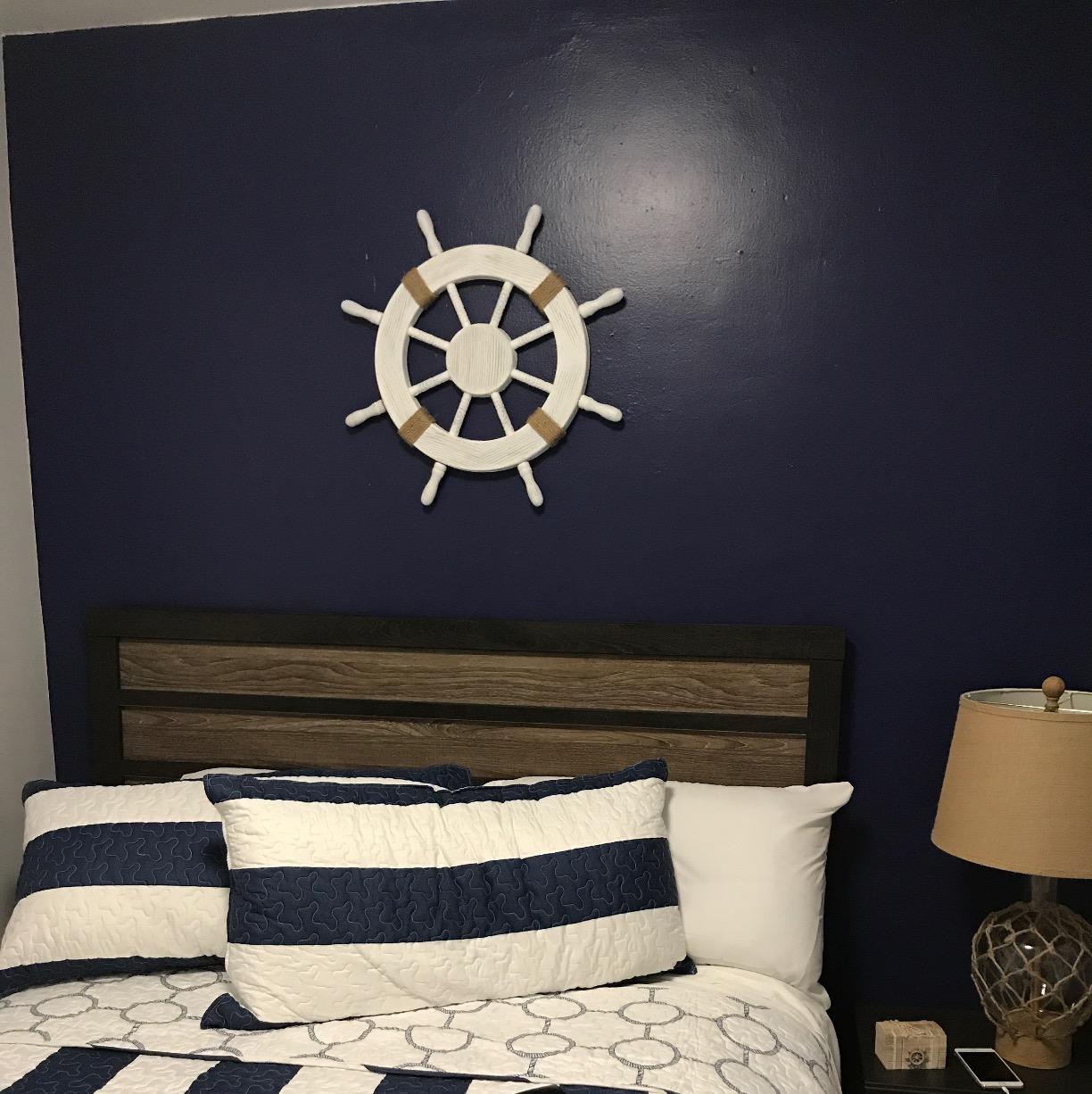 Asense Ornamental Wall Decoration Wooden Nautical Ship Steering Wheel, 24-inch, Brown customer photo 1