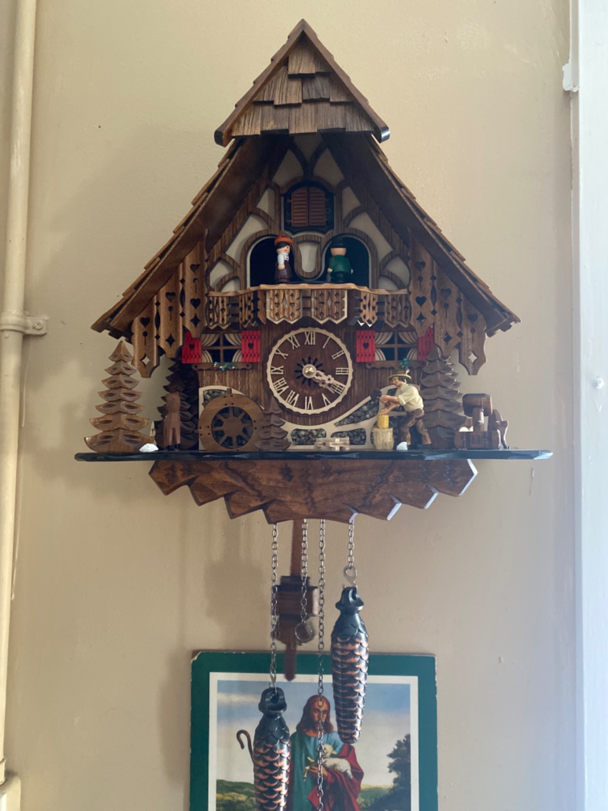 Engstler Quartz Cuckoo Clock Black Forest House with Moving Wood Chopper and Mill Wheel, with Music EN 4661 QMT customer photo 1