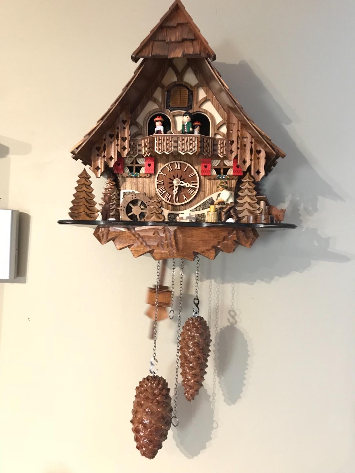 Engstler Quartz Cuckoo Clock Black Forest House with Moving Wood Chopper and Mill Wheel, with Music EN 4661 QMT customer photo 2