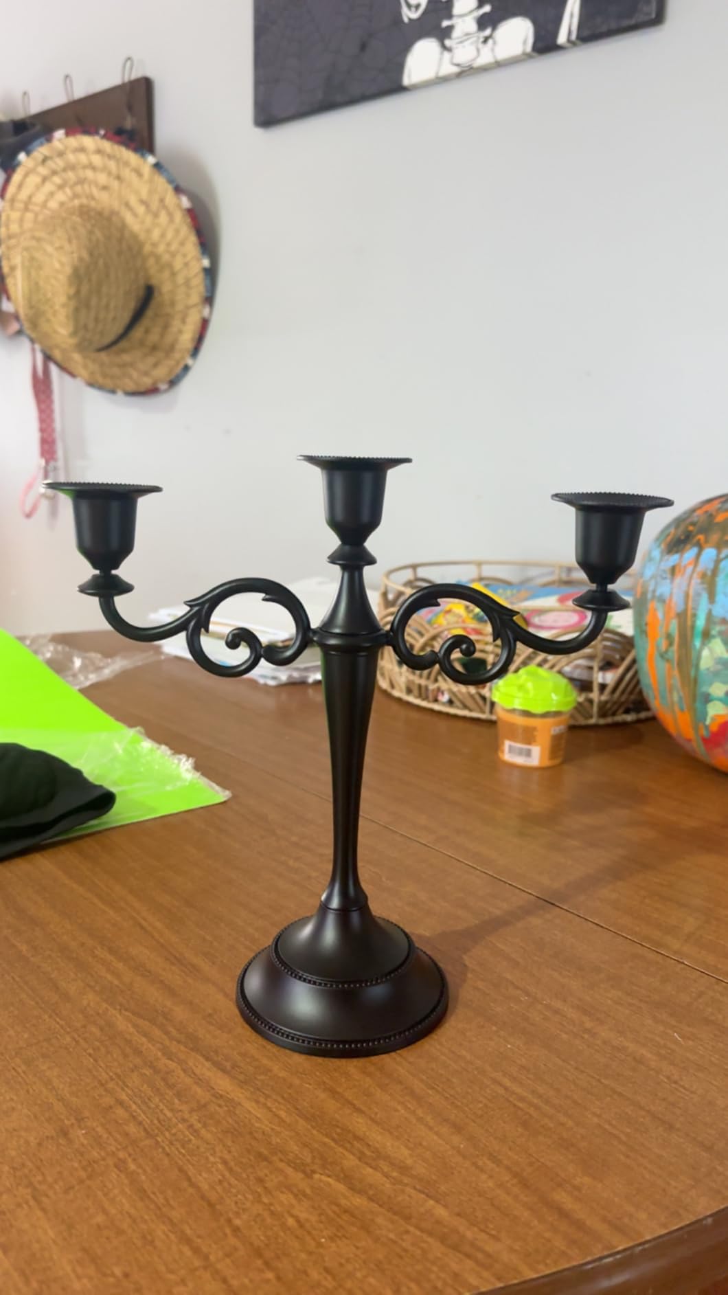 5-Arm Metal Candelabra Candle Holder Table Centerpiece, Silver customer photo 1