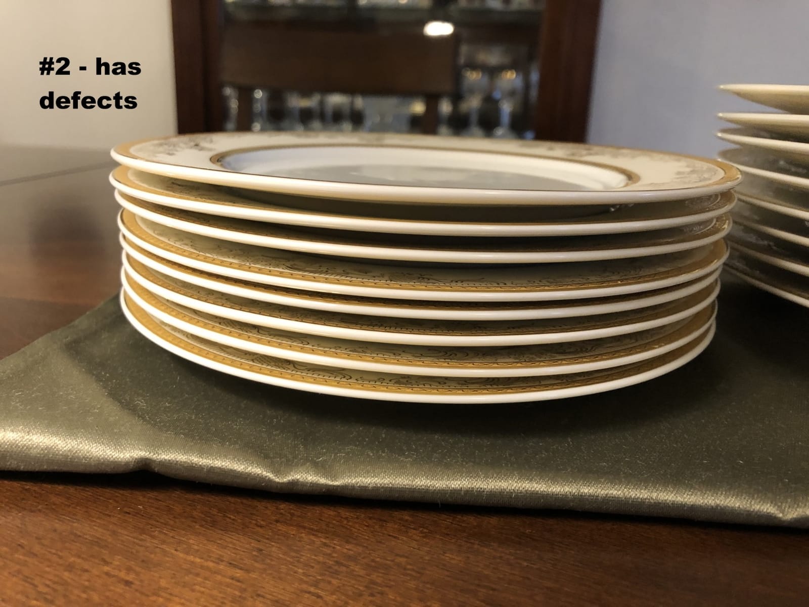 Lorren Home Trends 57 Piece 'Chloe' Bone China Dinnerware Set (Service for 8 People), Gold customer photo 2