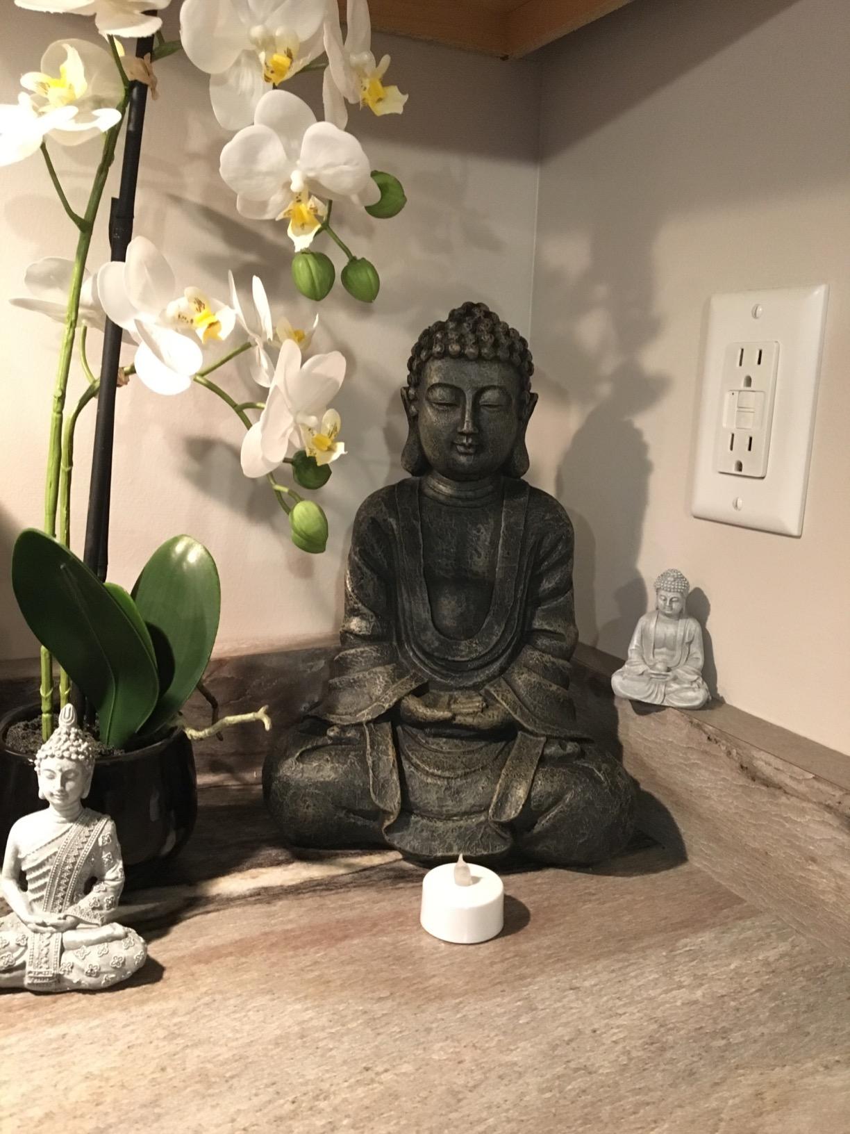 MyGift 11.5 Inch Gray Buddha Statue Resin Meditation Figurine customer photo 2