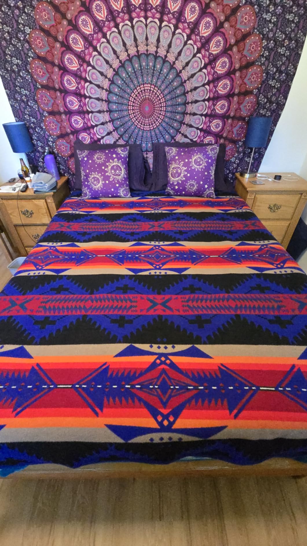 raajsee Indian Cotton Purple Tapestry Mandala Wall Hangings, Hippie Tapestries,Boho Throw Bohemian Bedding, Beach Blanket, Yoga Meditation Rugs Queen Bedspread Queen (82x92 Inches / 210x232 Cms) customer photo 1