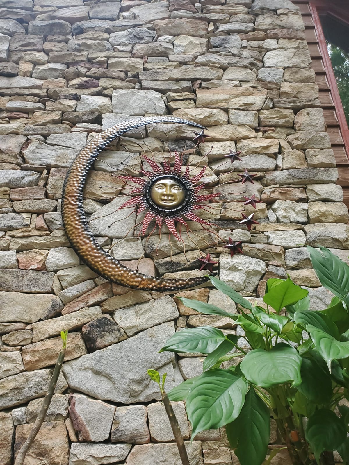 Bellaa Metal Wall Art Sun Moon Stars Celestial Indoor Outdoor Hanging Garden 3D Sculpture Retro Plaques Home Decor Large 36 inch customer photo 1
