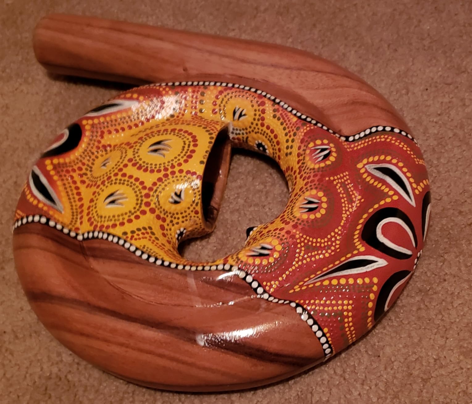 Didgeridoo S-Shaped Mahogany Instrument by JIVE – Hand-Carved, Hand-Painted Travel Size with Deep Resonant Tone, Popular for Sound Therapy & Circular Breathing Practice (S- Shape) customer photo 1