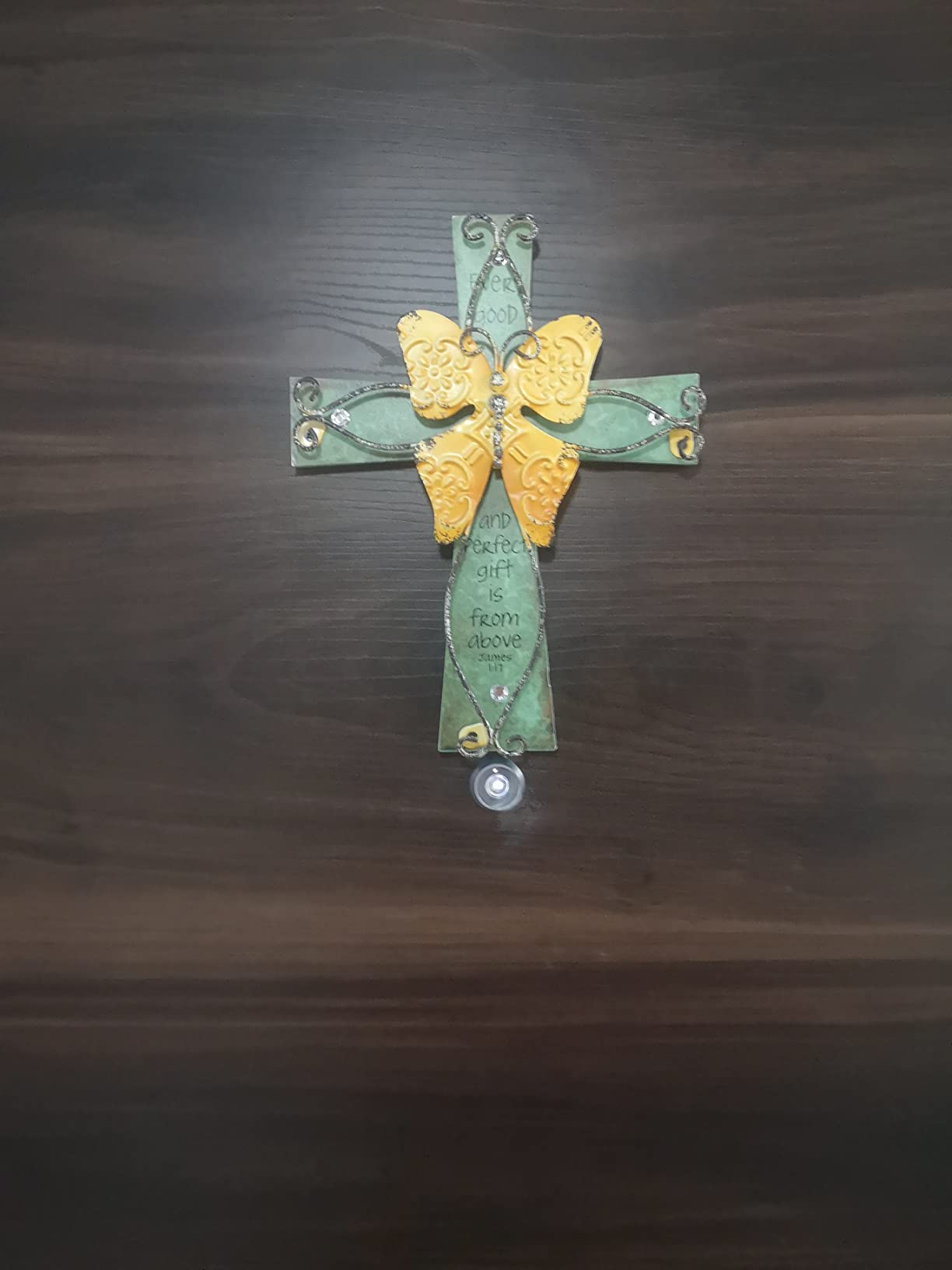 MelinSam Wooden Wall Cross Christians Cross with Antiqued Metal Butterfly and Inspirational Prayer Inscribed Blessed for Church Home Room Decoration Gifts customer photo 1
