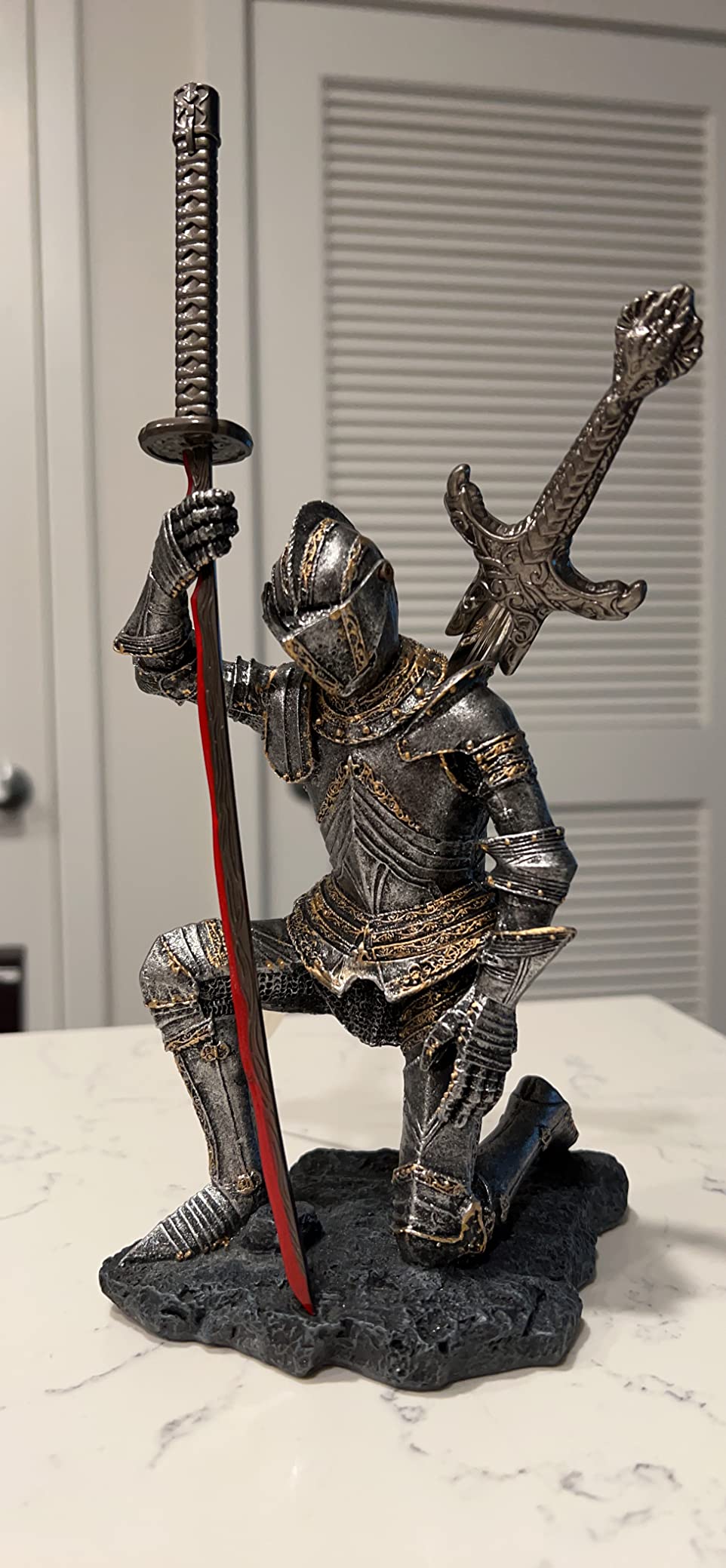 Ebros The Accolade Kneeling Medieval Knight King Arthur with Excalibur Sword Letter Opener Figurine 10
