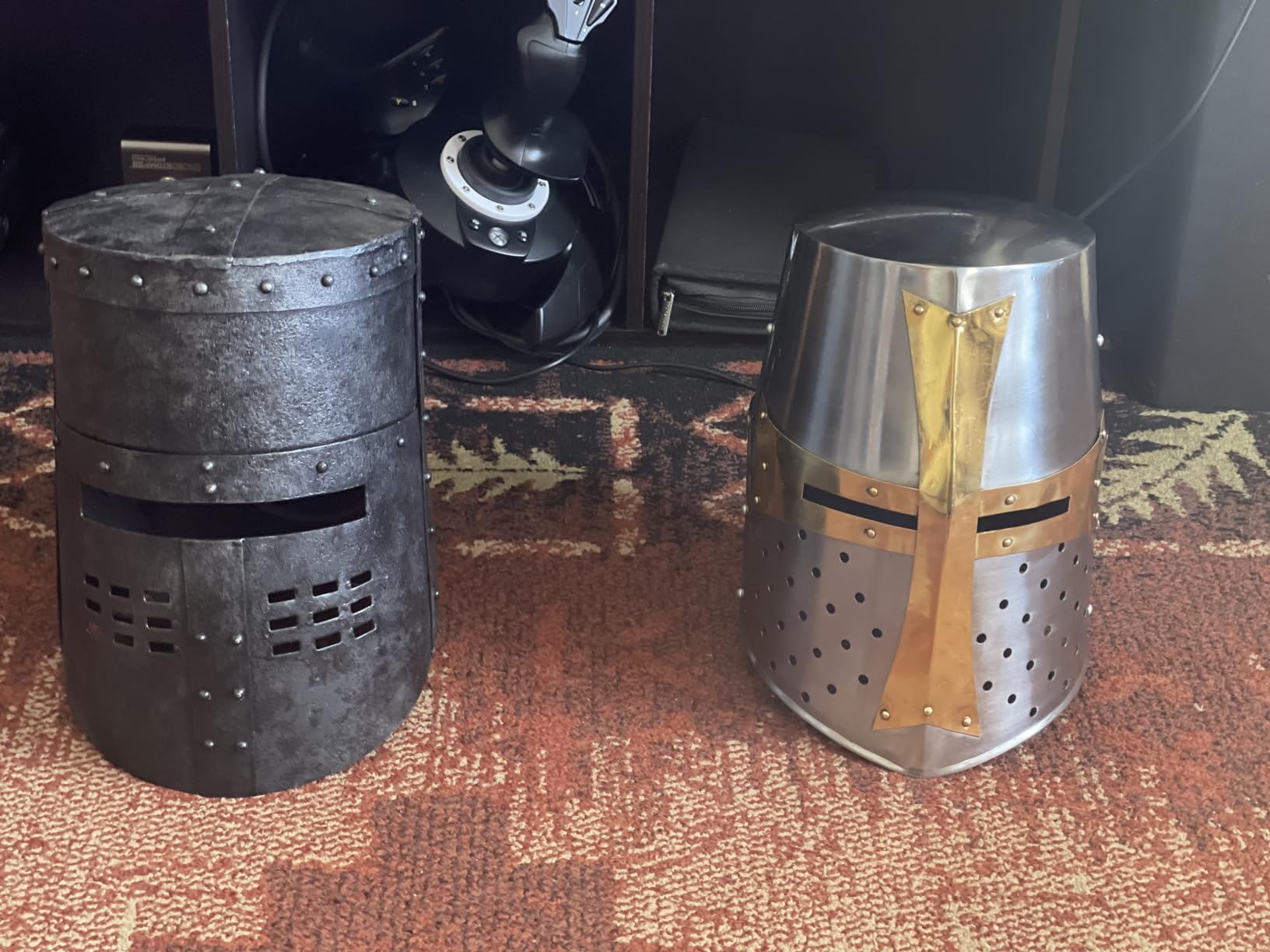 AnNafi® Brass Crusader Helmet | Medieval Metal Knight Helmets | PREMIUM QUALITY with Fitted LEATHER LINER | Dark Crusades Helmet Wearable for Adult | Medieval Costumes - RolePlay Gift customer photo 2