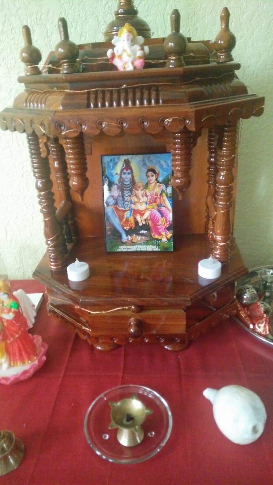 Nagina International Premium Hand Made Wooden Temple | Wood Indian Mandir | Sheesham Wooden Madir (Small Rosewood) customer photo 2