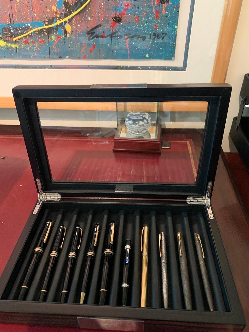 Wood Pen Box - 10 Slot Organizer With Glass Lid, Top Window Display Case for Collection Storage customer photo 1