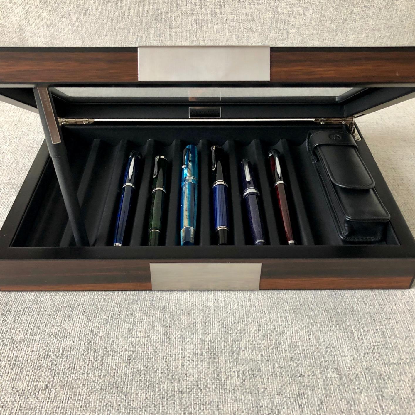Wood Pen Box - 10 Slot Organizer With Glass Lid, Top Window Display Case for Collection Storage customer photo 2