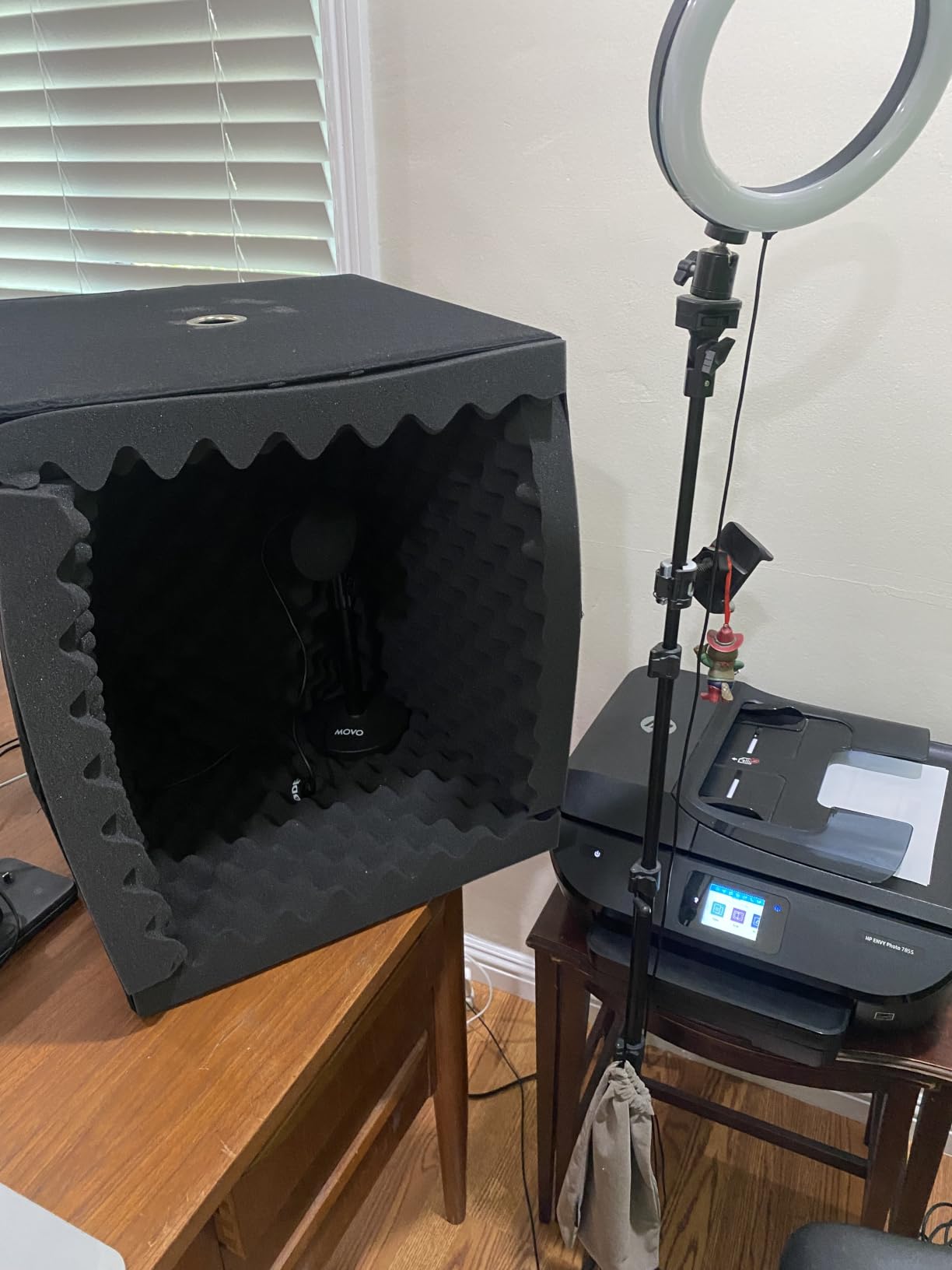 TroyStudio Portable Vocal Booth, Large Foldable Microphone Isolation Shield, Music Recording Studio Sound Echo Absorbing Box, Desk & Stand Use Reflection Filter with Thickened Dense Acoustic Foam customer photo 2