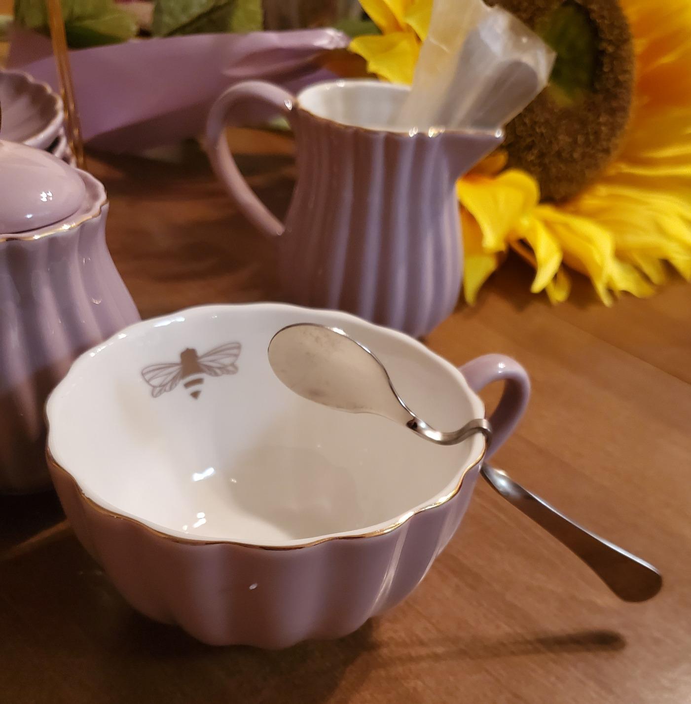 Jusalpha Porcelain Tea Set- 8 OZ Coffee/Teacup, Saucer, Cup Holder, White customer photo 2