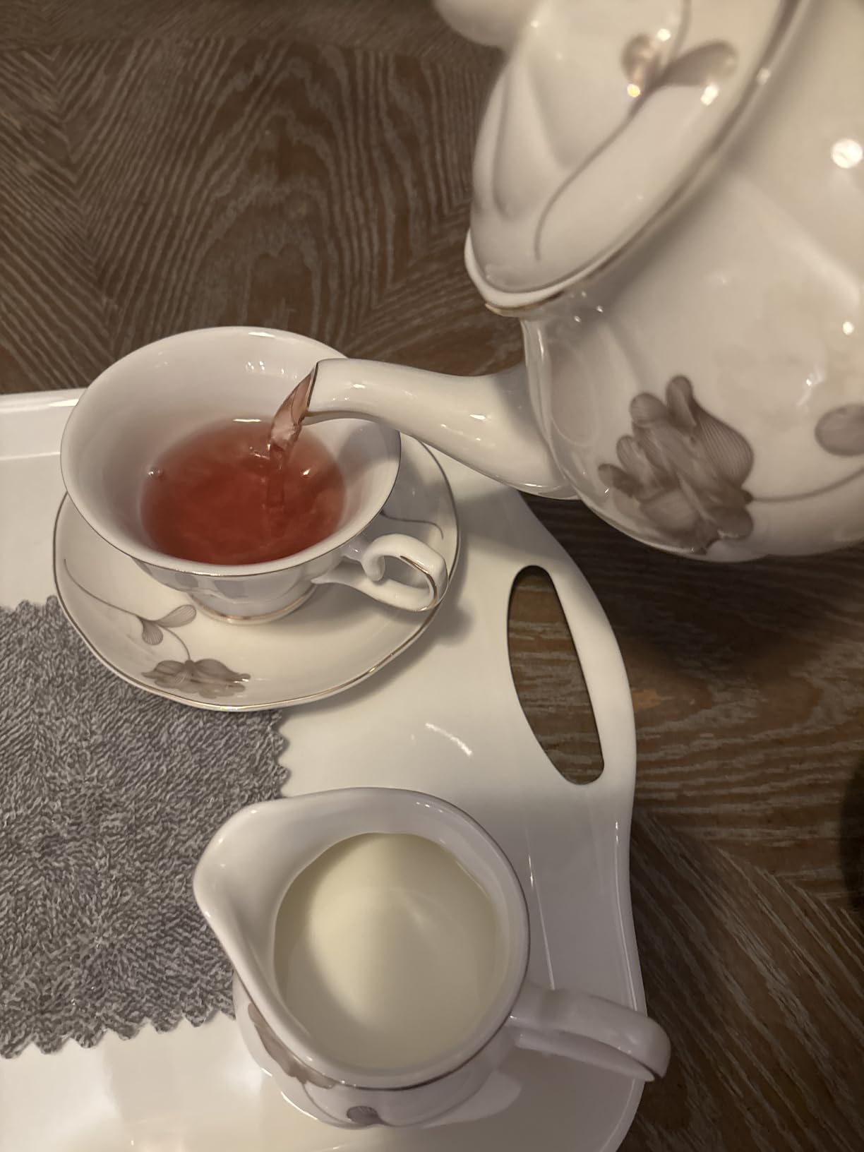 CHENP.HMC Porcelain Ceramic 22-Piece Tea Set, Teapot and Cup Set, 30.7 Ounces, for 6, Gift Sets, Tea or Coffee Lovers, Wedding, Birthday customer photo 2