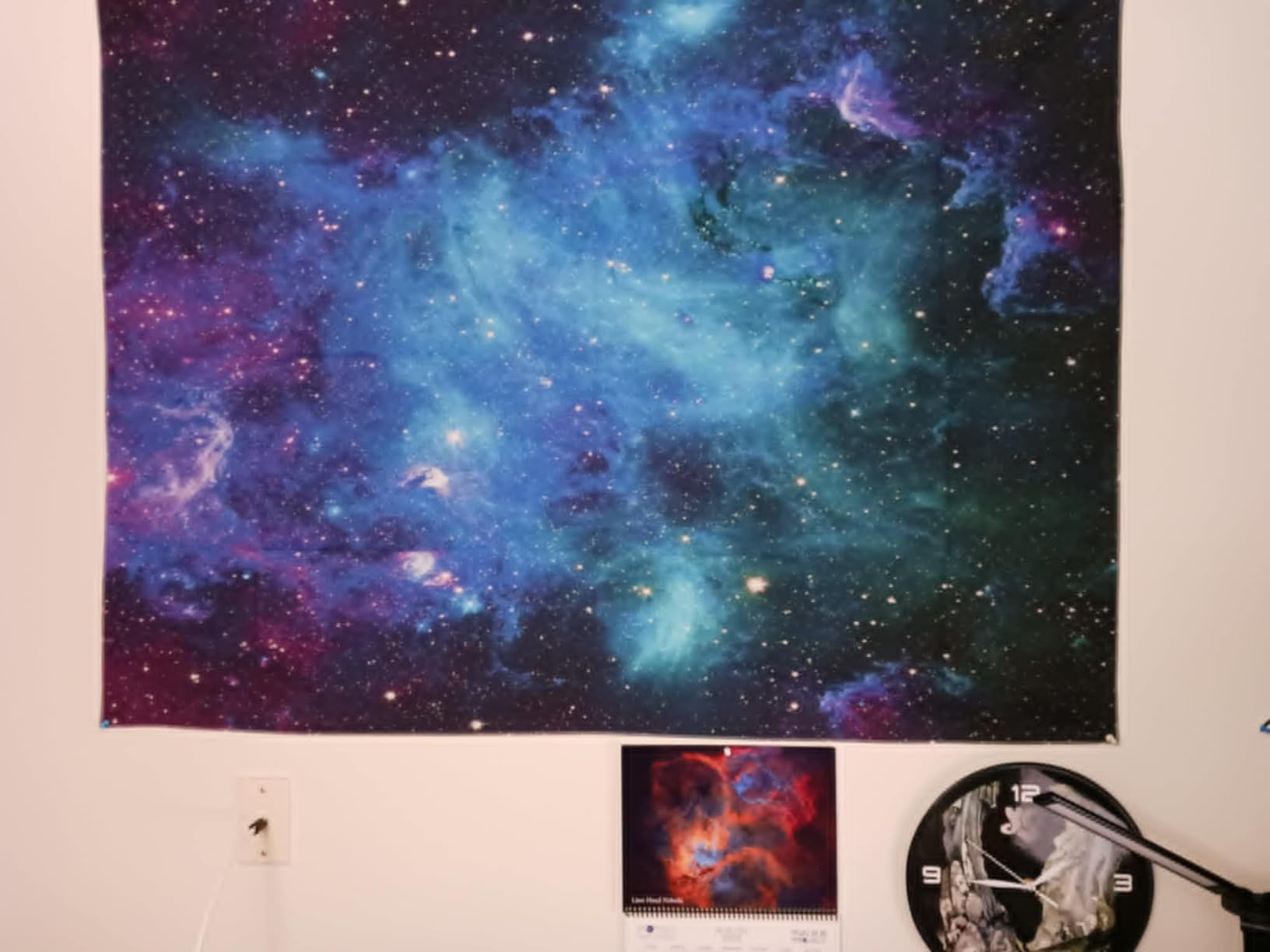 Lahasbja Galaxy Tapestry Blue Starry Sky Universe Space Tapestries Wall Hanging Mysterious Nebula Stars Backdrop for Living Room Dorm customer photo 1