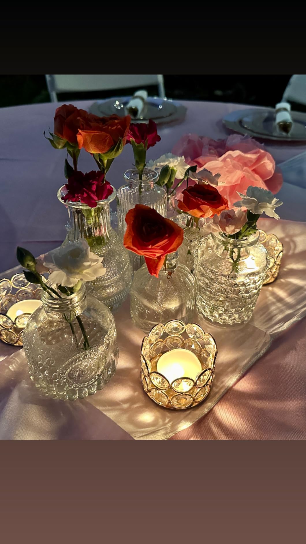 Pack of 12 Gold Crystal Tea Light Candle Holders for Wedding customer photo 2