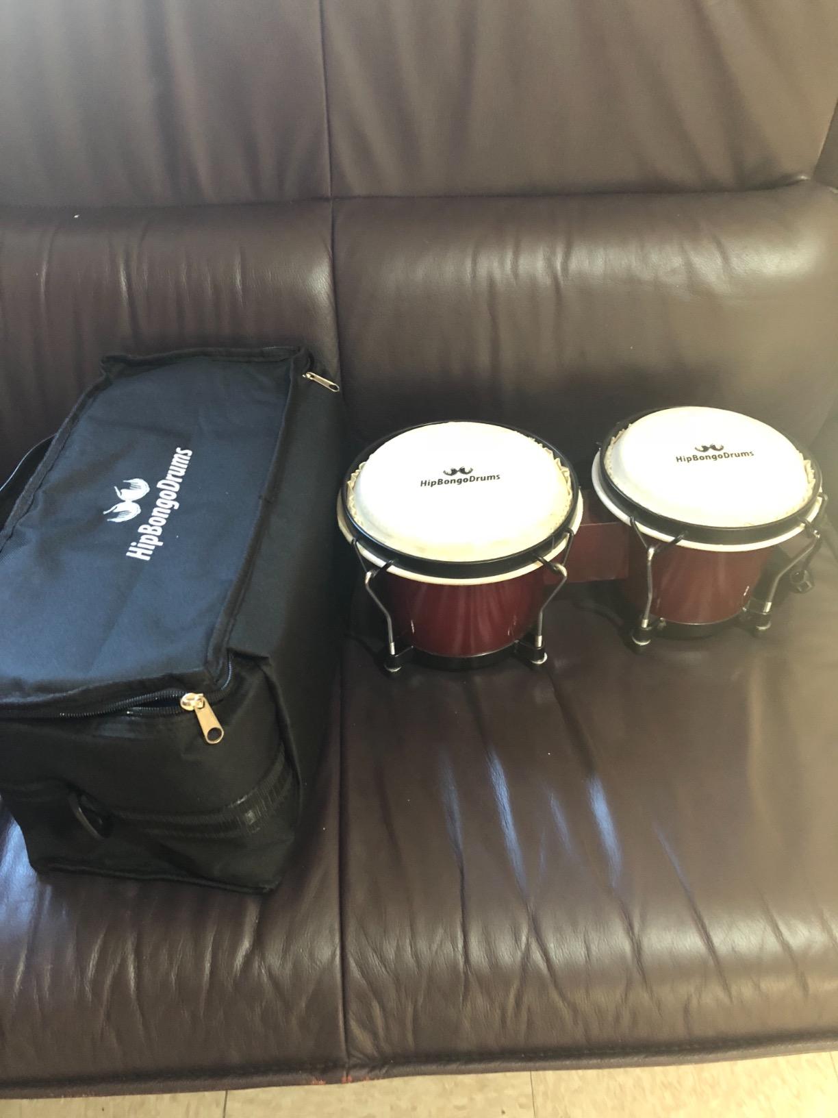 Bongo Drum Set 6 and 7 Inch for Adults & Beginners, Black customer photo 1