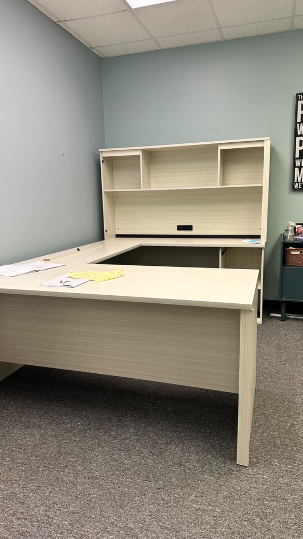 Bestar Logan 66W U or L-Shaped Executive Office Desk with Pedestal and Hutch in Antigua customer photo 2
