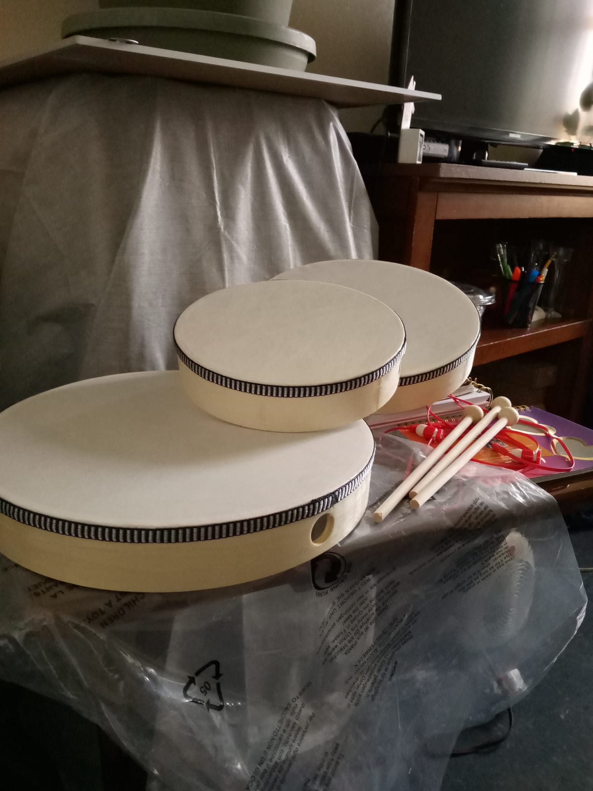 Foraineam 12 Inch & 10 Inch & 8 Inch Hand Drum Percussion Wood Frame Drum with Drum Stick customer photo 2