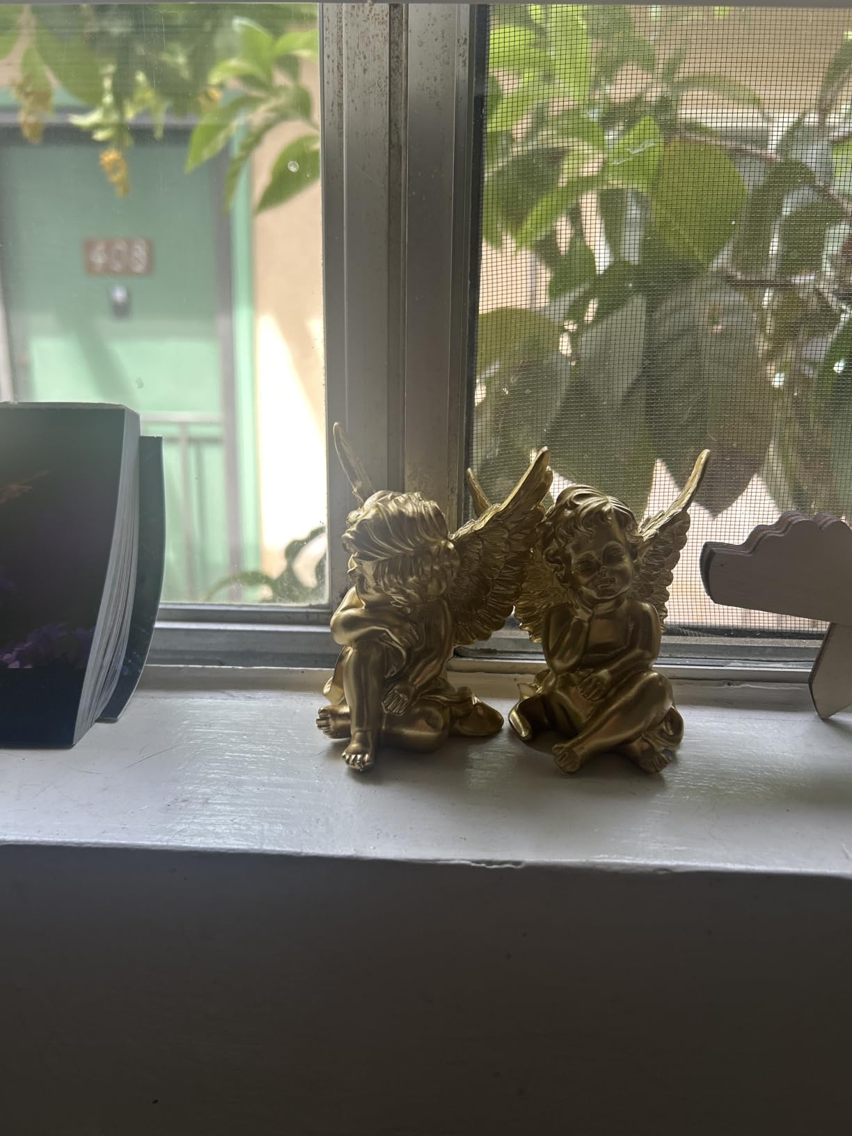 OwMell Set of 2 Cherub Angels Resin Statue Figurine, Indoor Home Decoration customer photo 2