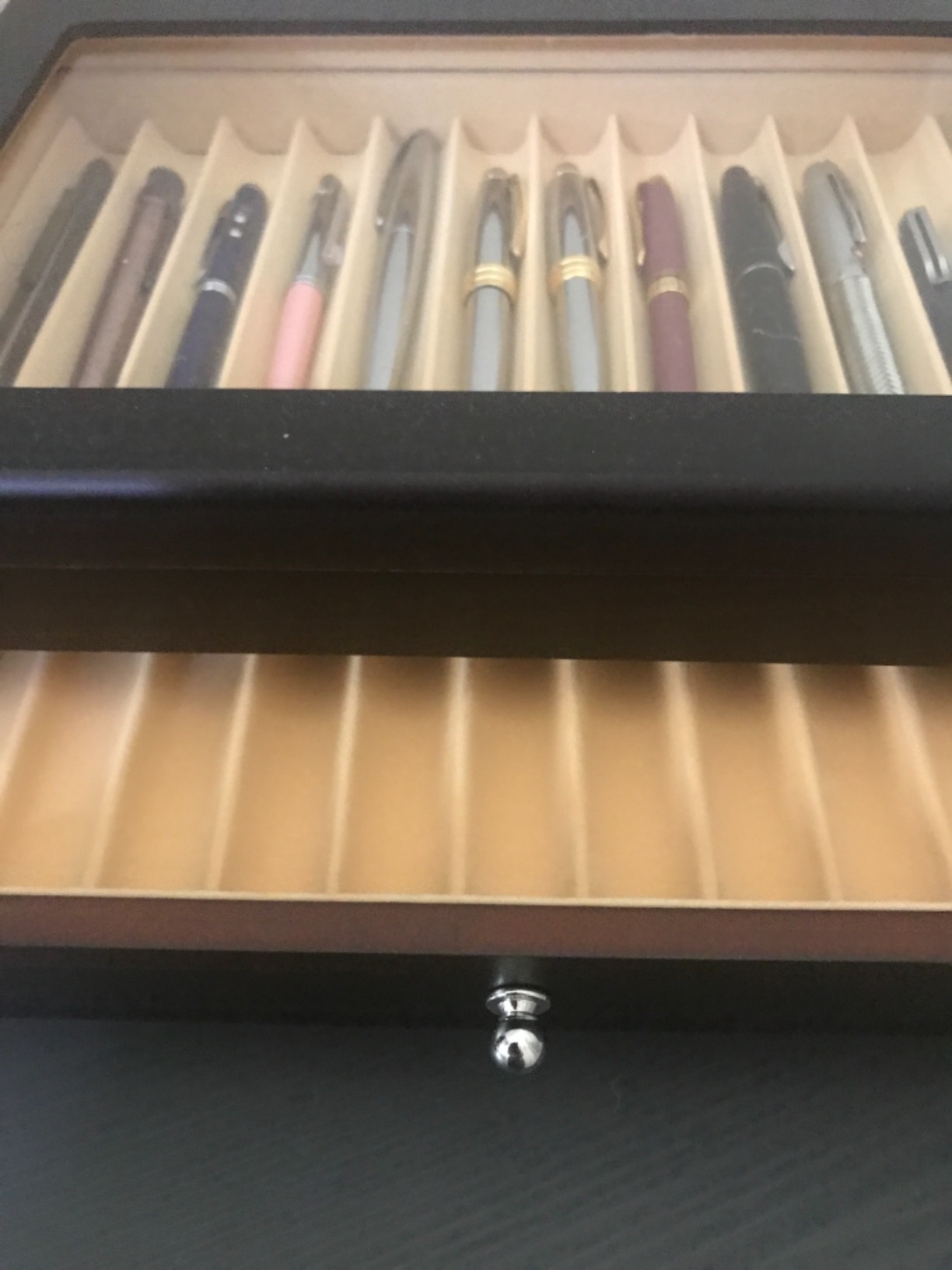 3 Layer Wood Pen Display Box 34 Pen Organizer Box,Pen Display Case Storage and Fountain Pen Collector Organizer Box with Glass Window Thanksgiving Christmas Gift(Red) customer photo 2