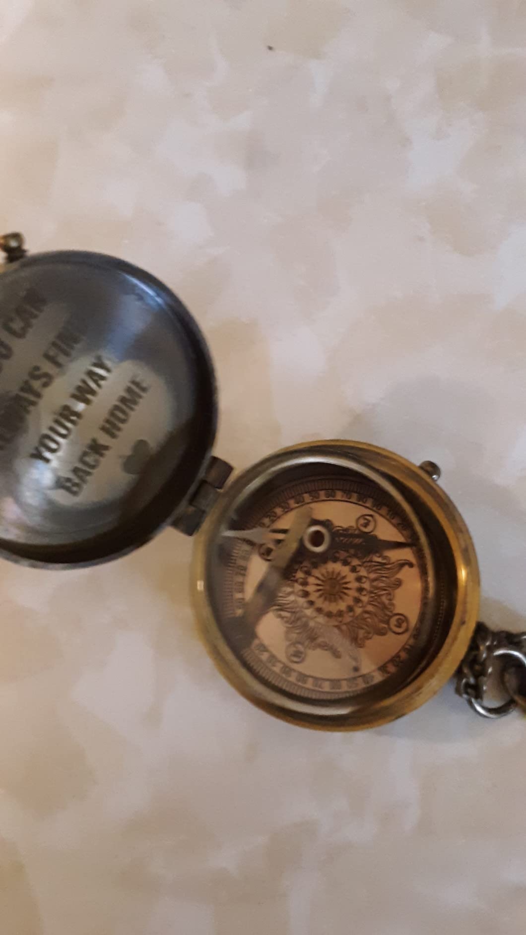 Pocket Compass for Hiking, Survival Instrument Antique “So You Can Always Find Your Way Back Home” Engraved Camping Pocket Nautical Vintage Navigation Outdoor by MAI customer photo 1