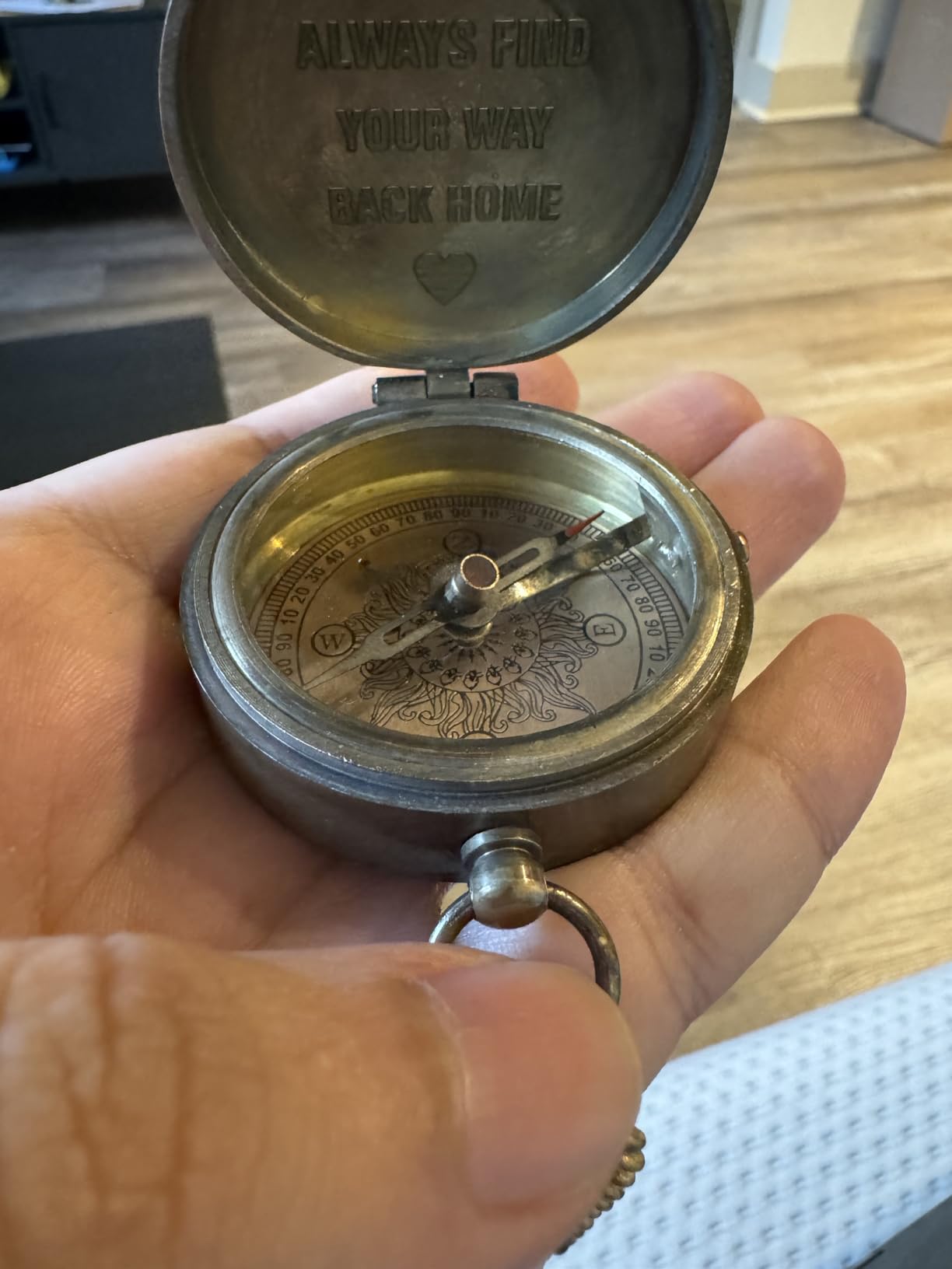 Pocket Compass for Hiking, Survival Instrument Antique “So You Can Always Find Your Way Back Home” Engraved Camping Pocket Nautical Vintage Navigation Outdoor by MAI customer photo 2