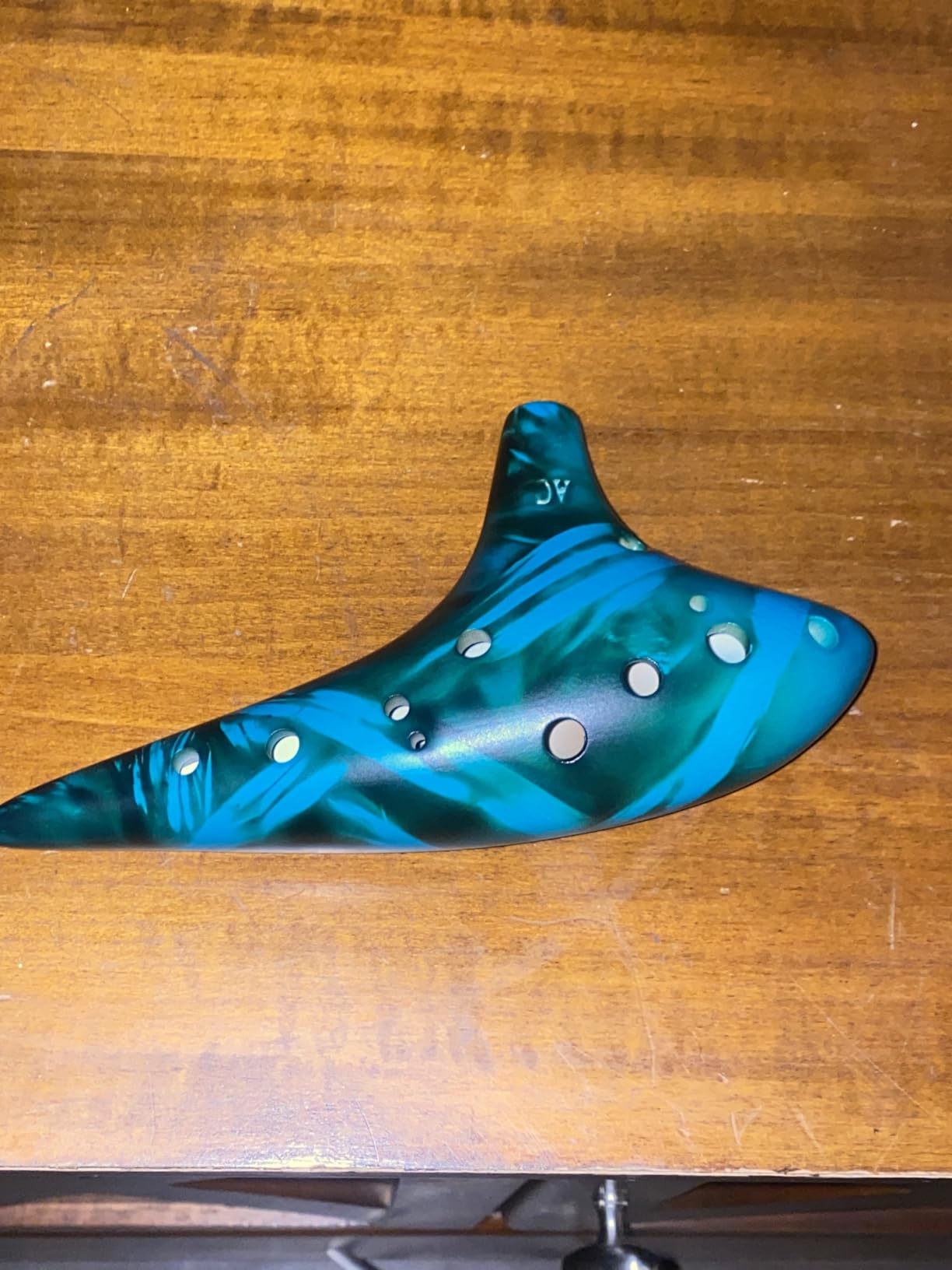 Lotmusic Ocarina, 12 Tones Alto C Ceramic Musical Instrument, C Major Key, Includes Song Book, Neck Strap, Carry Bag, Polished Finish - Blue customer photo 2