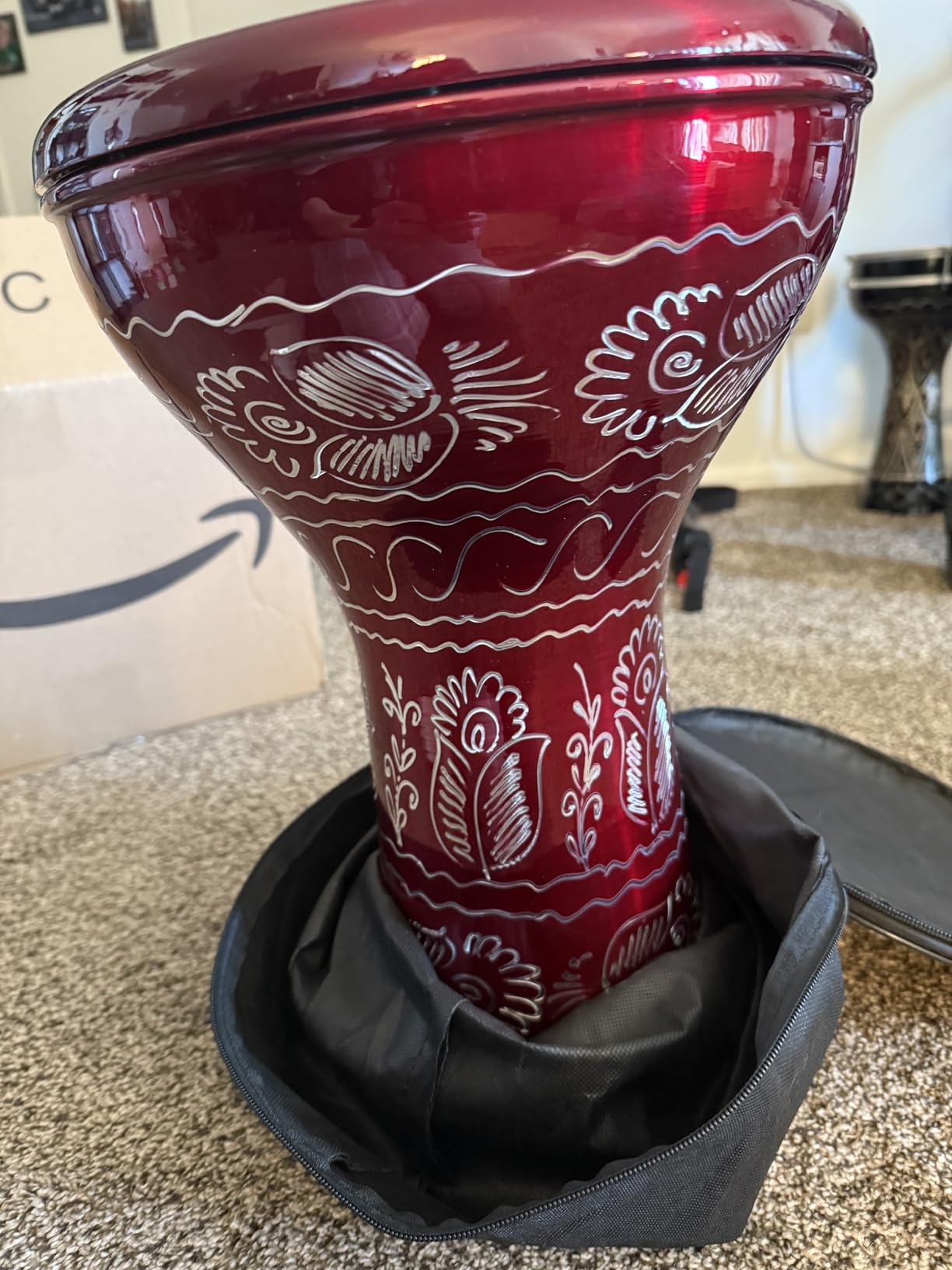 The 17'' Wave Zaza Percussion Egyptian Style Darbuka Doumbek (Black) customer photo 2