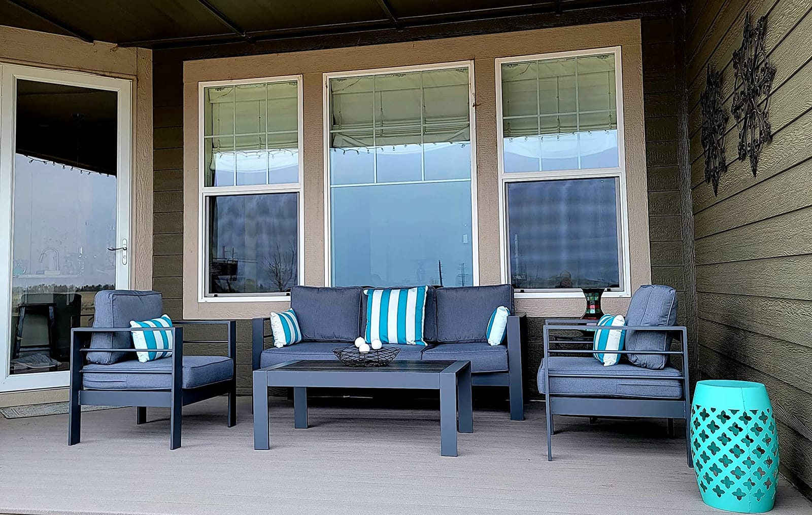 Wisteria Lane Aluminum Patio Furniture Set for All Weather, Oversized Metal Outdoor Furniture Set with 27.5