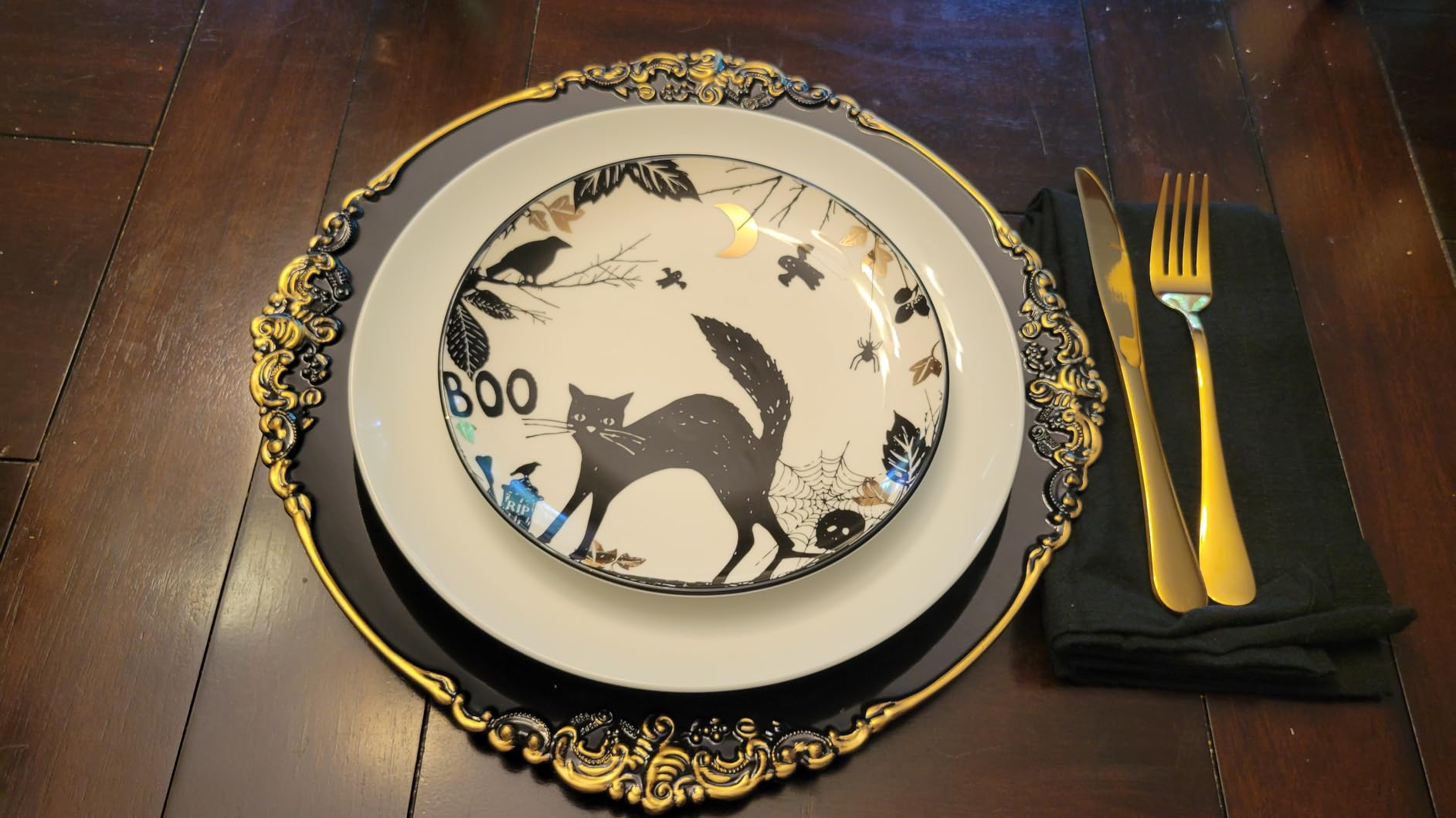 allgala 13-Inch 6-Pack Heavy Quality Round Charger Plates-Floral Sage-HD80346 customer photo 2