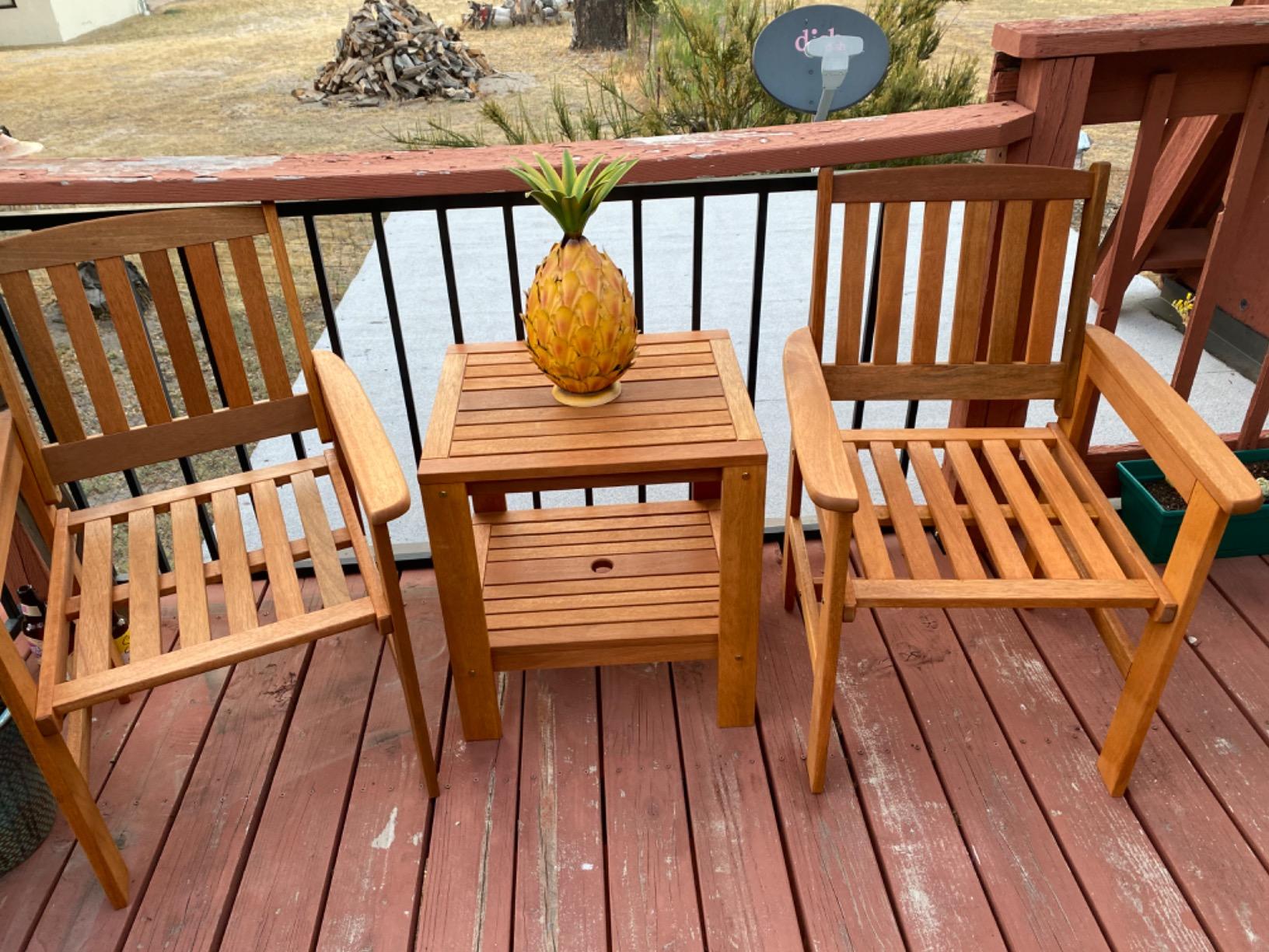 Sunnydaze 3-Piece Wood Outdoor Patio Conversation Set with Teak Oil Finish customer photo 1
