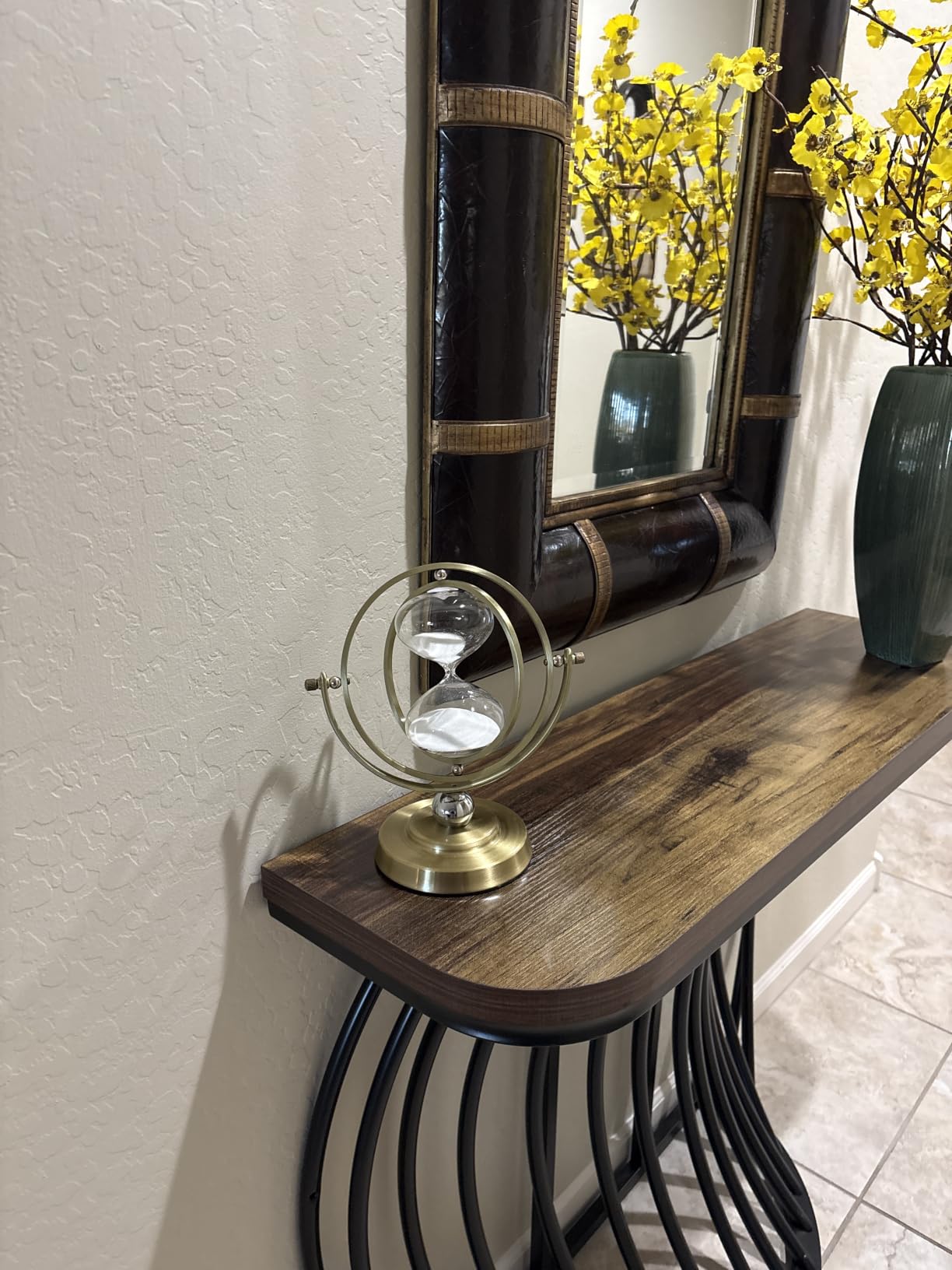 SuLiao Large Brass Hourglass Timer 60 Minutes, Antique Rotating Black Sand Clock, Vintage Reloj De Arena, Metal Sand Watch 60 Min, Unity 1 Hour Glass Sandglass for Gifts, Home, Desk, Office Decor customer photo 2