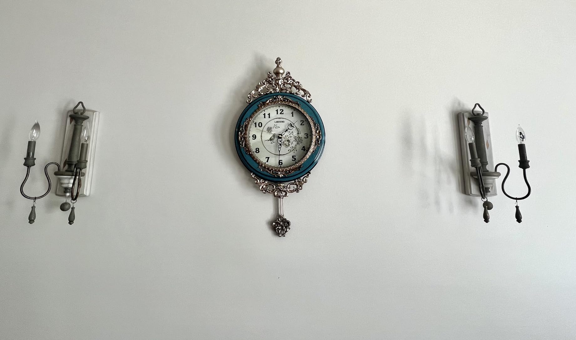 SHISEDECO Elegant, Traditional, Decorative, Hand Painted Modern Grandfather Wall Clock Fancy Ethnic Luxury Handmade Decoration, Swinging Pendulum for New Room or Office. Large. 29.5 Inch. Brown customer photo 2