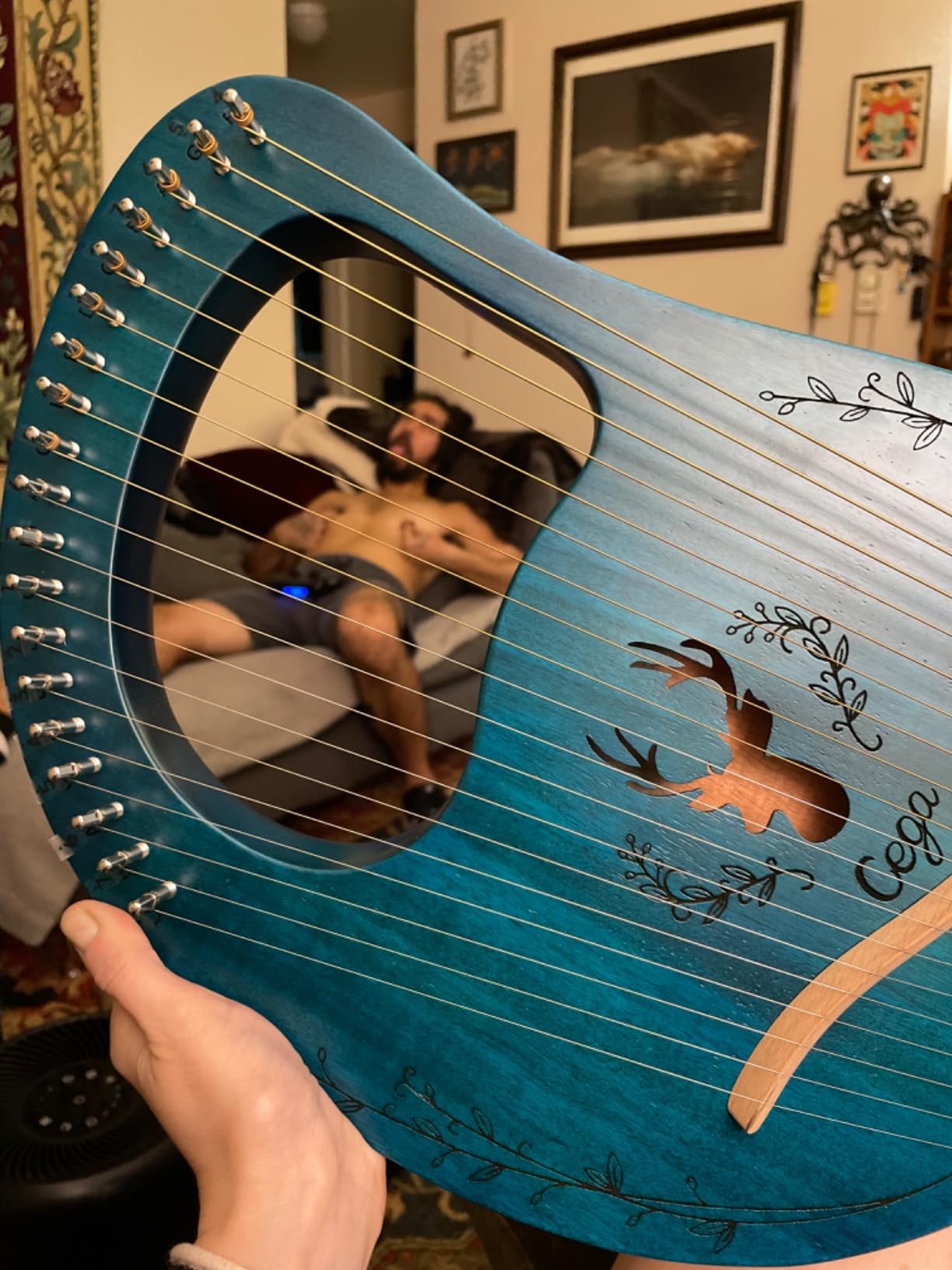 Lyre Harp, 19 Metal Strings Maple Saddle Mahogany Body Lyra Harp with Bag key included customer photo 2