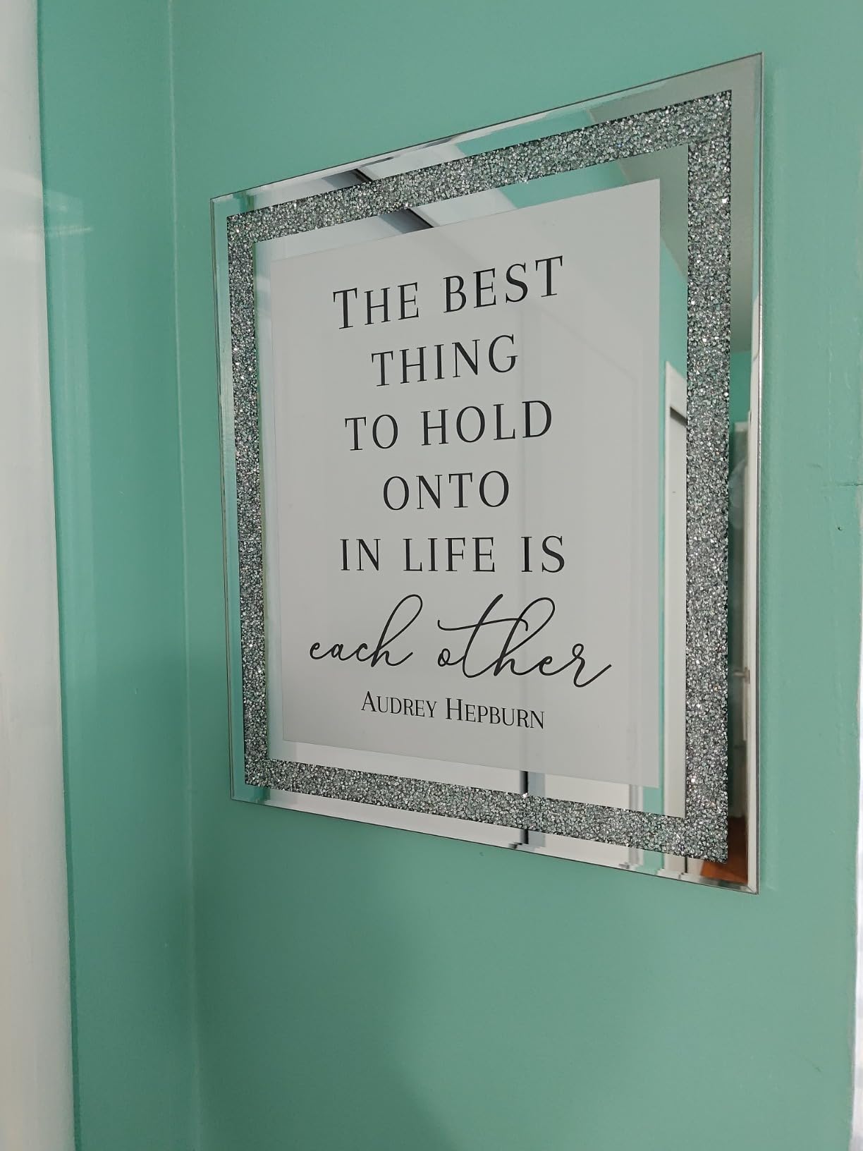 ALLARTONLY Crush Diamond Mirror Photo Frame In Bling Sparkle Crystal Silver Glass Finish, For Picture Size 4x6 inch, Pack of 2 Piece, table top Stand frame & Wall Frame customer photo 2