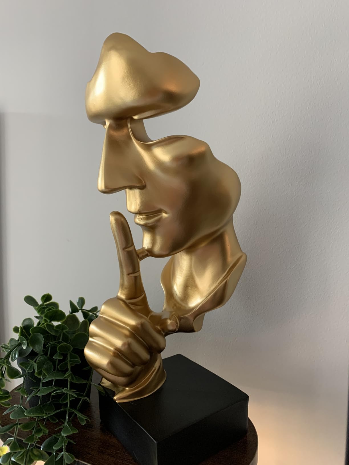 aboxoo Thinker Statue, Silence is Gold Abstract Art Figurine(Gold) customer photo 1