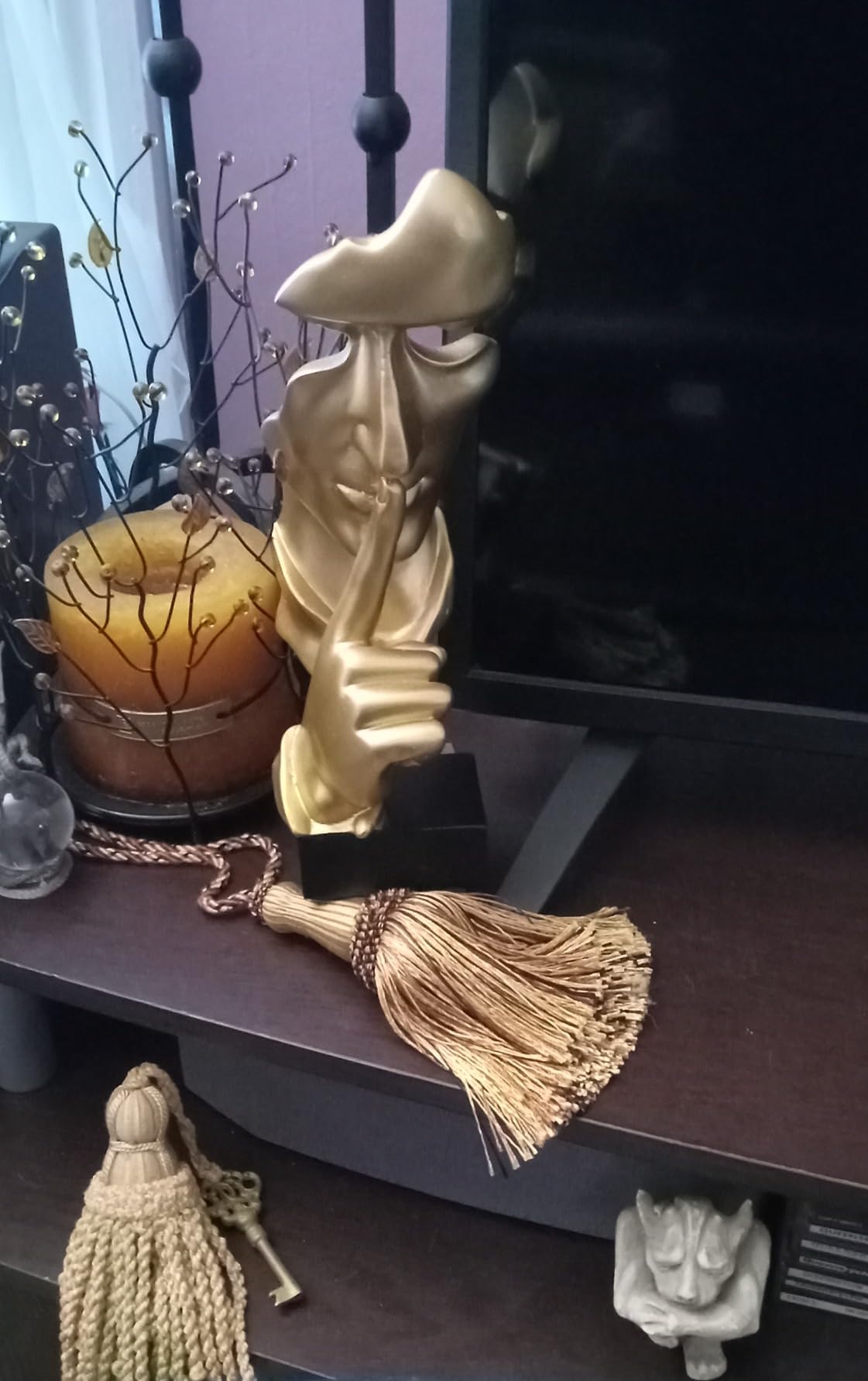 aboxoo Thinker Statue, Silence is Gold Abstract Art Figurine(Gold) customer photo 2