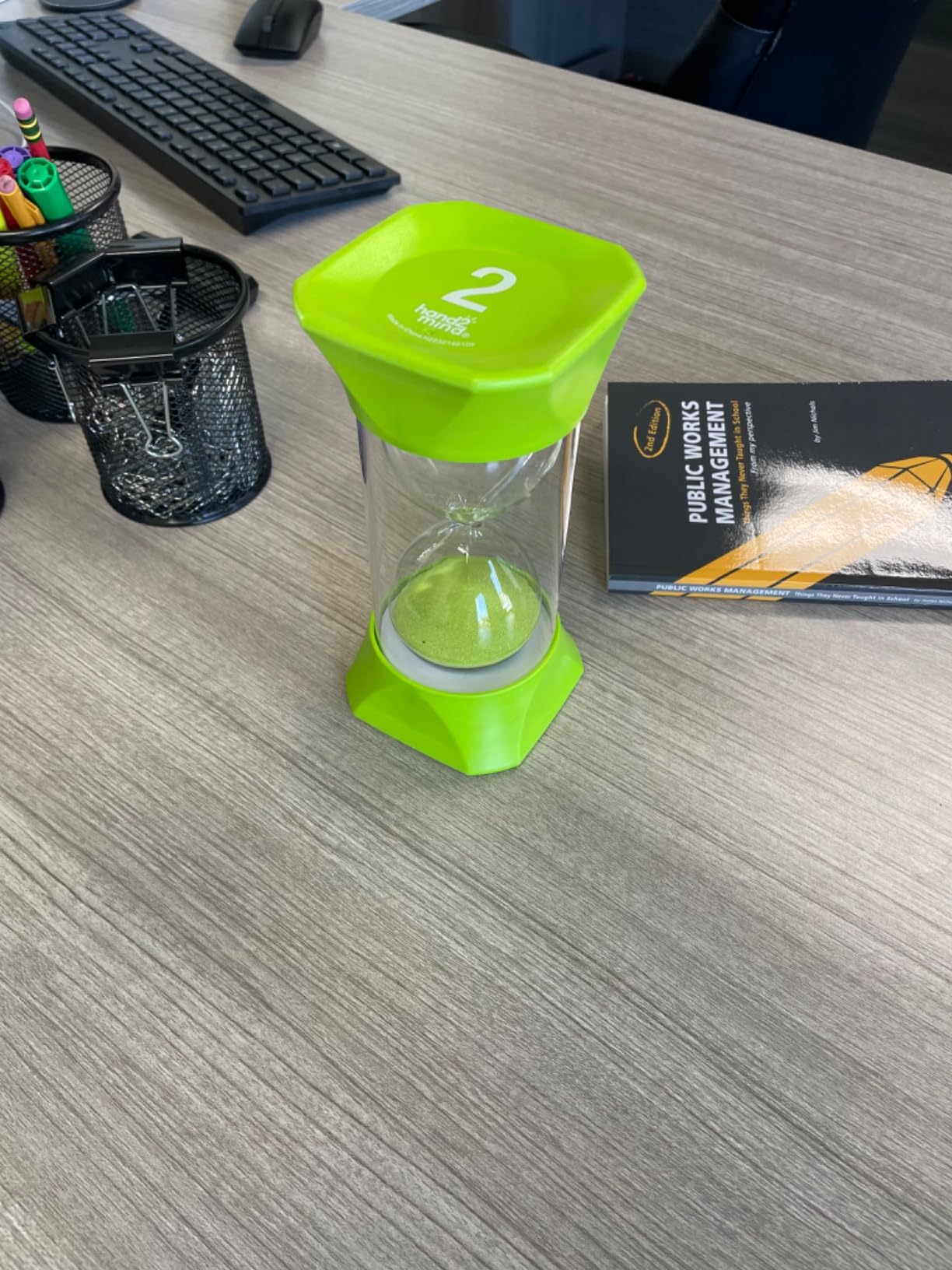 hand2mind Orange Jumbo Sand Timers, 5 Minute Sand Timer, Hourglass Sand Timer with Soft Rubber End Caps Offers Quiet Pausing, Classroom Sand Timers for Kids, Teeth Brushing and Game Timer (Set of 1) customer photo 2