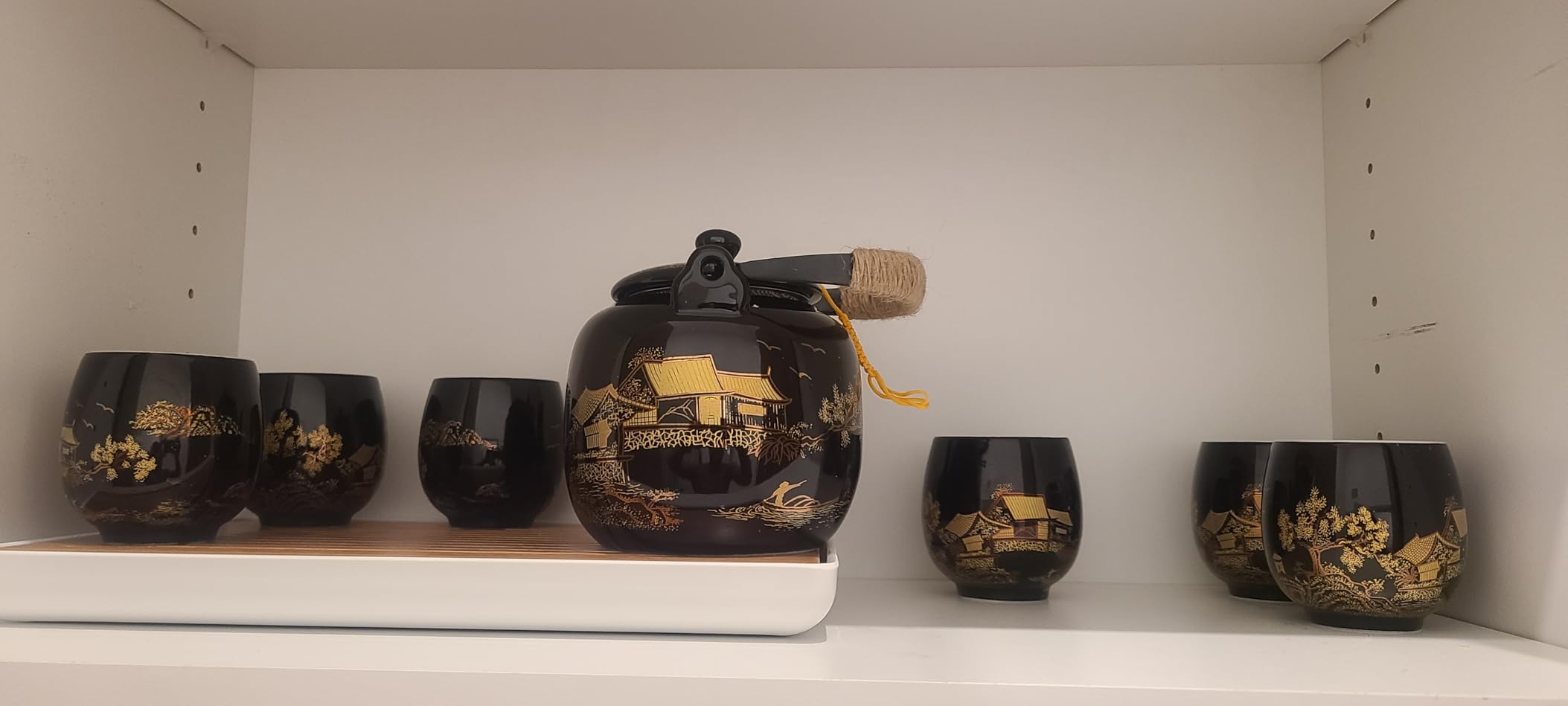 Dujust Japanese Tea Set, White Porcelain Chinese Tea Set (Plum in Golden) customer photo 2