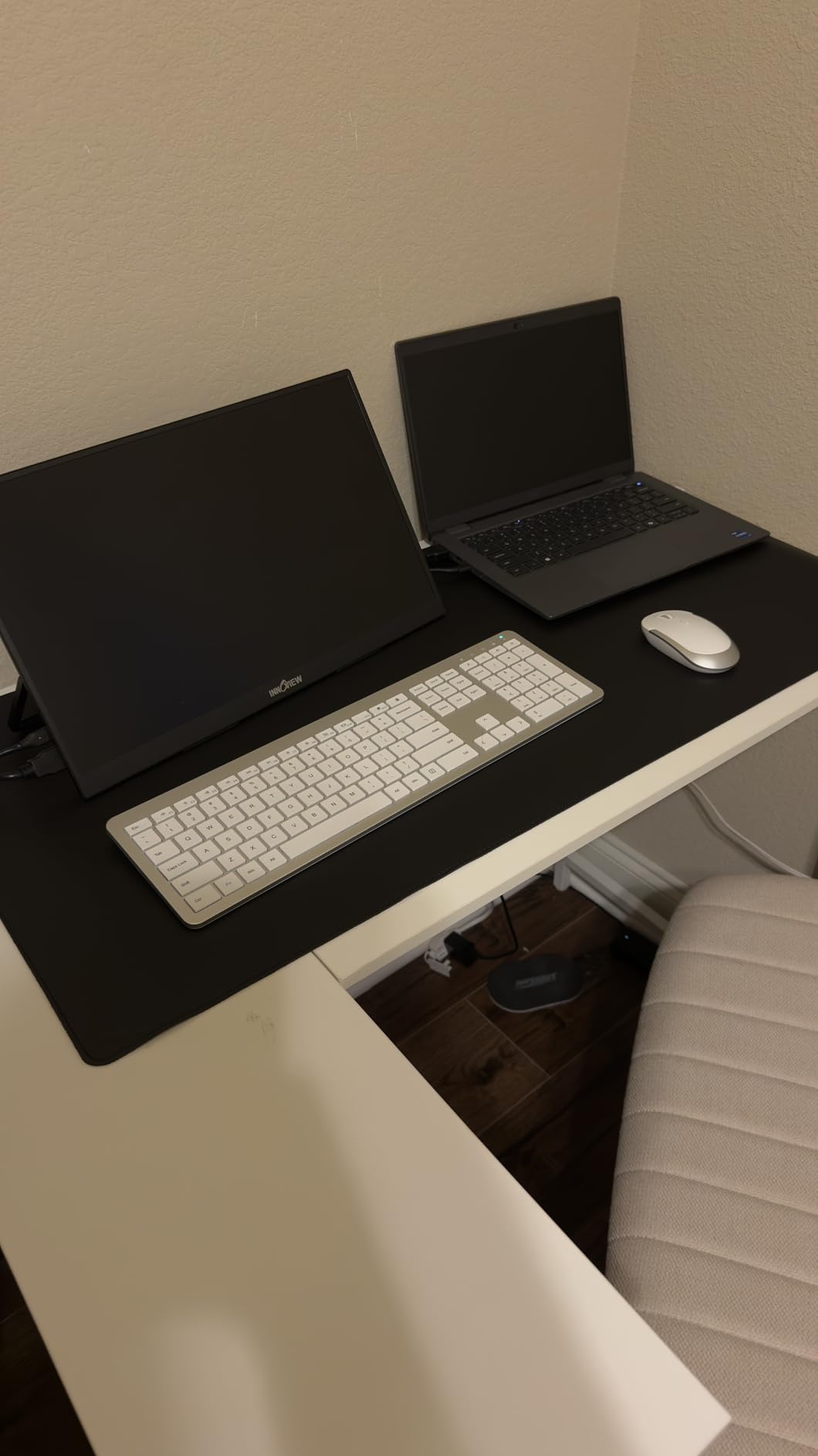 Leather Desk Pad,Wolaile 36x17 inch Large Mouse Pad,Waterproof Non-Slip Writing Desk Blotter,Computer Mat Desktop Protector for Office Home,Black customer photo 1