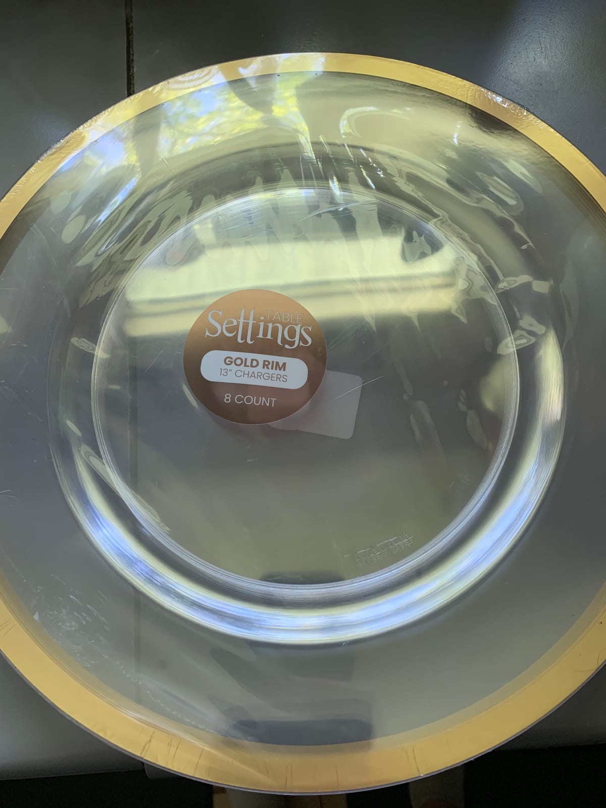 PARTY BARGAINS 13-Inch Charger Plates - 8 Pack, Clear Gold Rim, Heavy-Duty Disposable Chargers for Elegant Dining - Ideal for Weddings and Formal Events customer photo 2