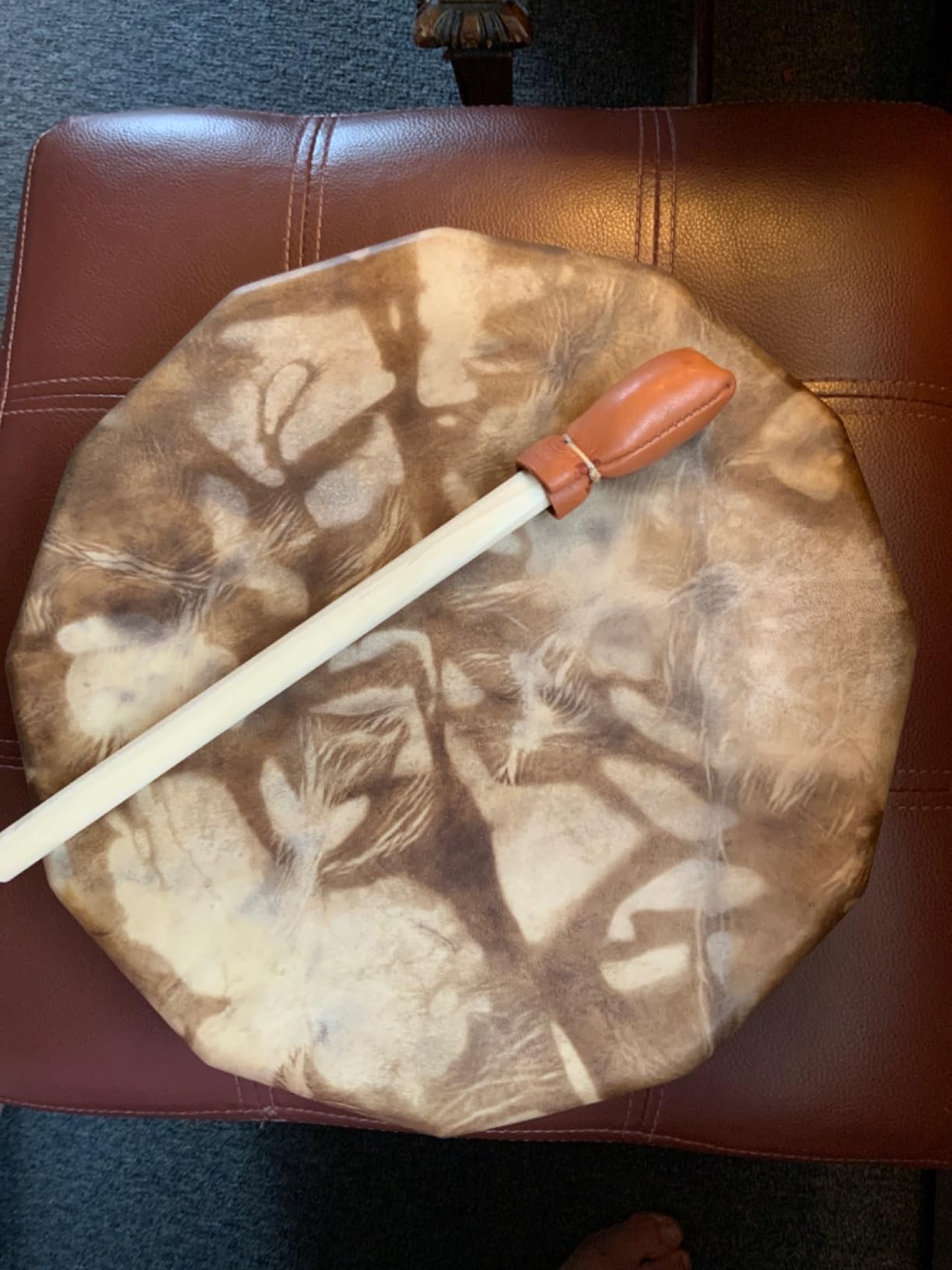 Handmade Deer Hide Frame Drum – Cedar Wood Hand Drum for Meditation, Sound Healing, and Music (16