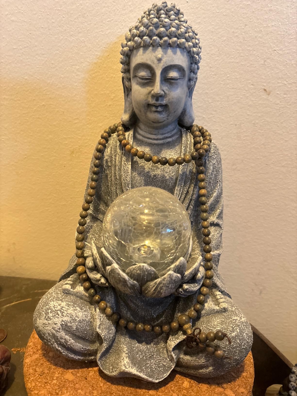Nacome Meditating Buddha Statue with Solar Light,Zen Solar Garden Buddha with Cracked Glass Ball Sculpture-Indoor/Outdoor Decor for Balcony,Garden,Patio,Porch Yard Art Ornament,Gift customer photo 1