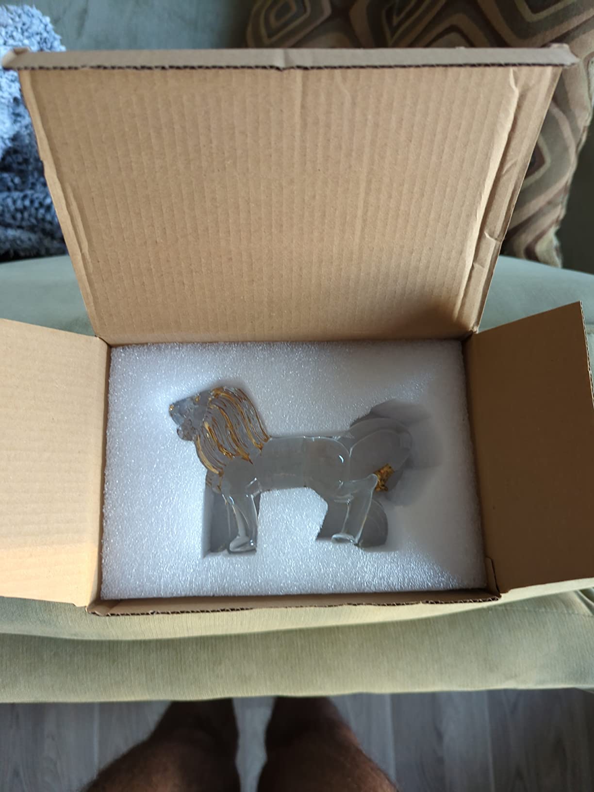 YU FENG 5.5 Inch Crystal Lion Figurine, Blown Glass Animal Decor customer photo 1