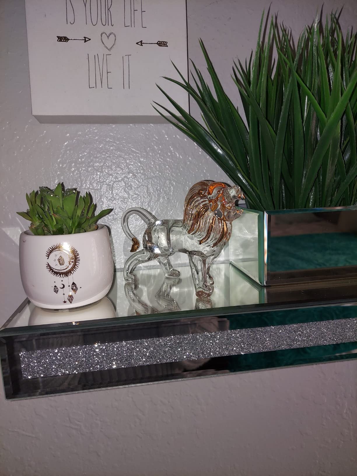 YU FENG 5.5 Inch Crystal Lion Figurine, Blown Glass Animal Decor customer photo 2