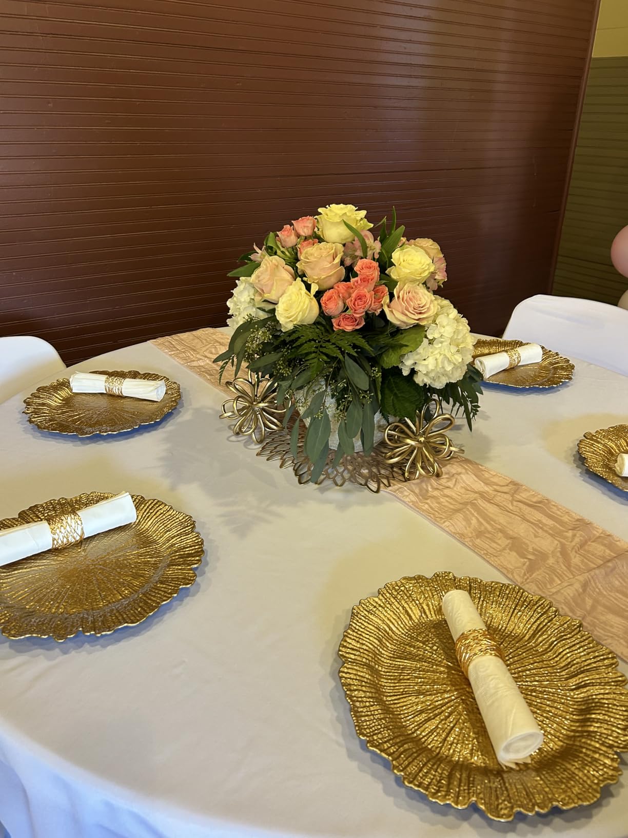 MAONAME Gold Charger Plates Set of 12, Reef Plate Chargers for Dinner Plate, Round Plastic Table Chargers for Thanksgiving, Christmas customer photo 1