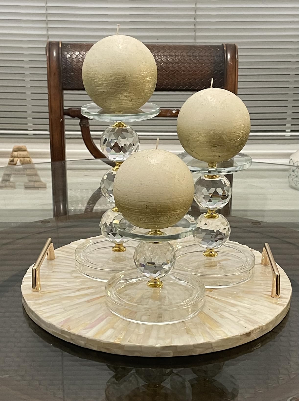OwnMy Crystal Glass Pillar Candlestick Holders Pillar Candle Holders Sets customer photo 1